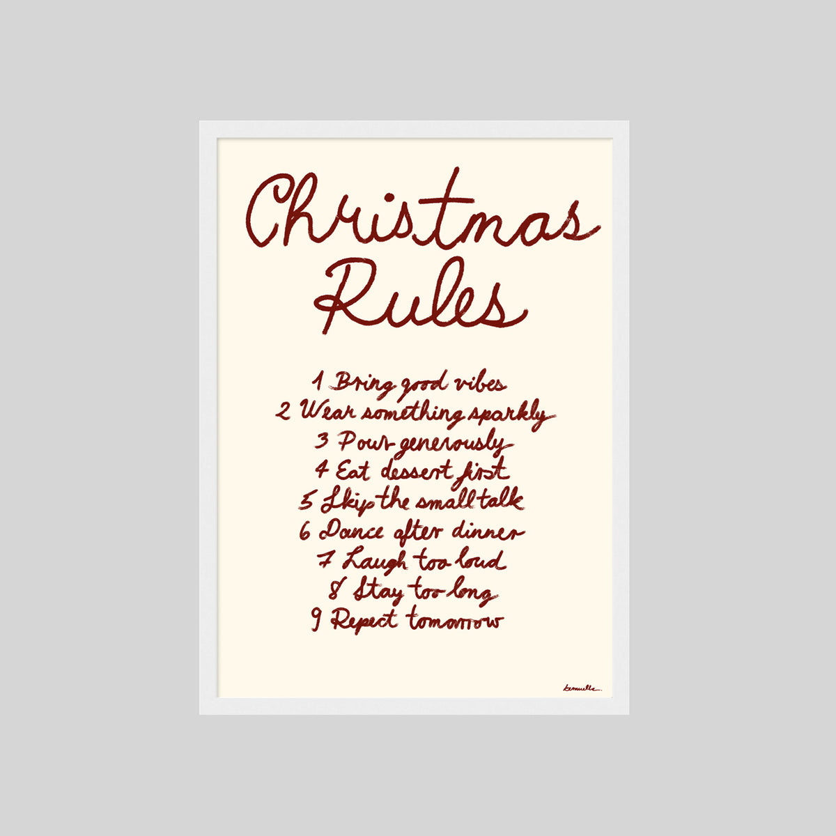 CHRISTMAS RULES POSTER – TYPOGRAFIE WANDBILD & MODERNE KUNST