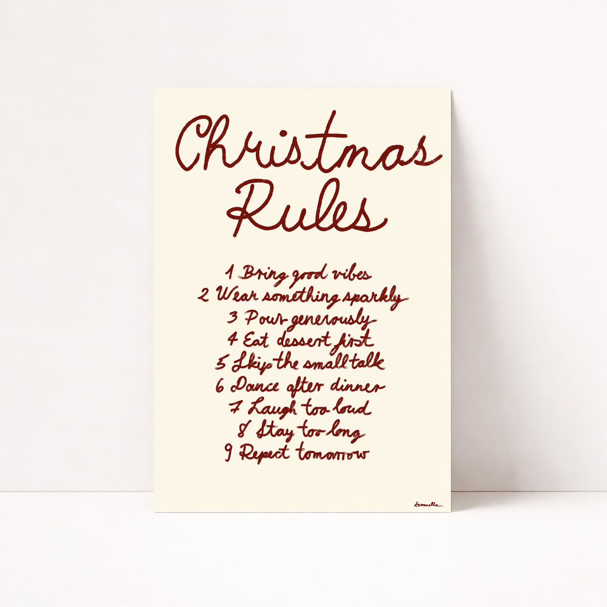 CHRISTMAS RULES POSTER – TYPOGRAFIE WANDBILD & MODERNE KUNST