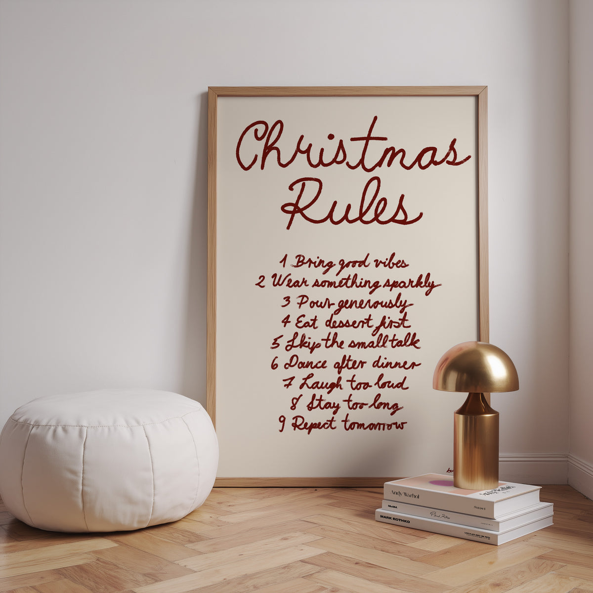 CHRISTMAS RULES POSTER – TYPOGRAFIE WANDBILD & MODERNE KUNST