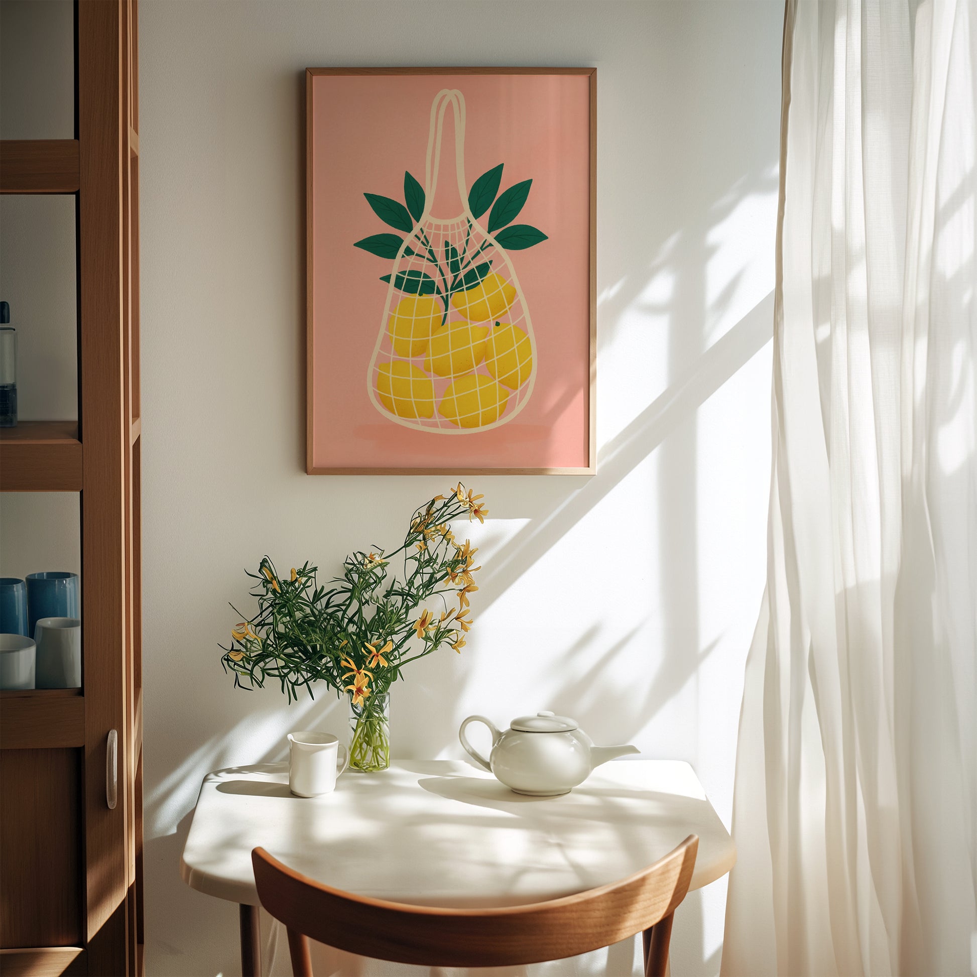 Zitronen Netz Poster – Retro Wandbild & Moderne Kunst für Küche, Wohnzimmer & Büro