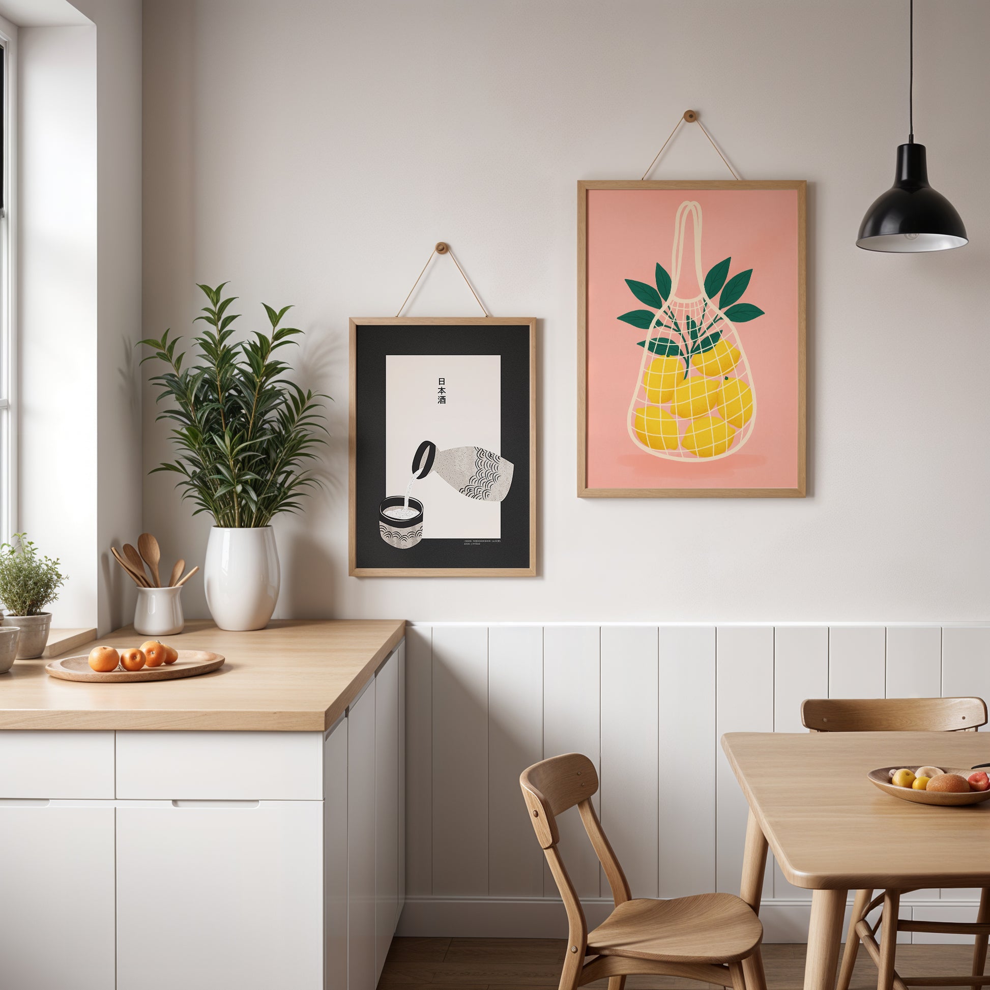 Zitronen Netz Poster – Retro Wandbild & Moderne Kunst für Küche, Wohnzimmer & Büro