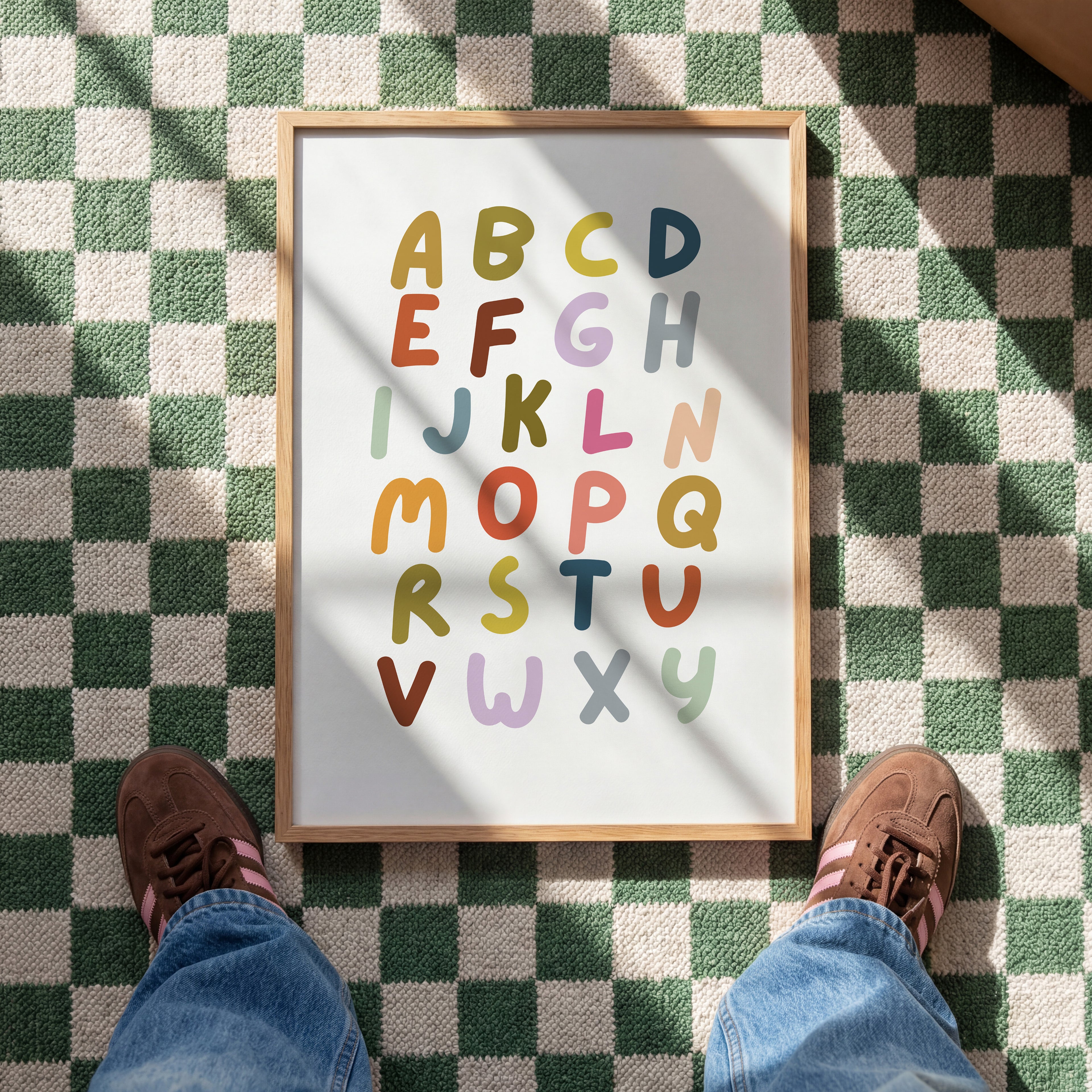 Buntes ABC Wandbild für Kinderzimmer und Kindergarten – stilvolles Lernposter mit Alphabet