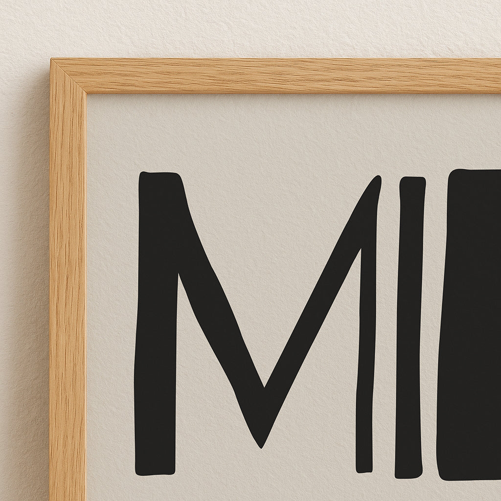 Mind Breathe Poster | Minimalistisches Wandbild | Schwarz-Weiß Kunstdruck