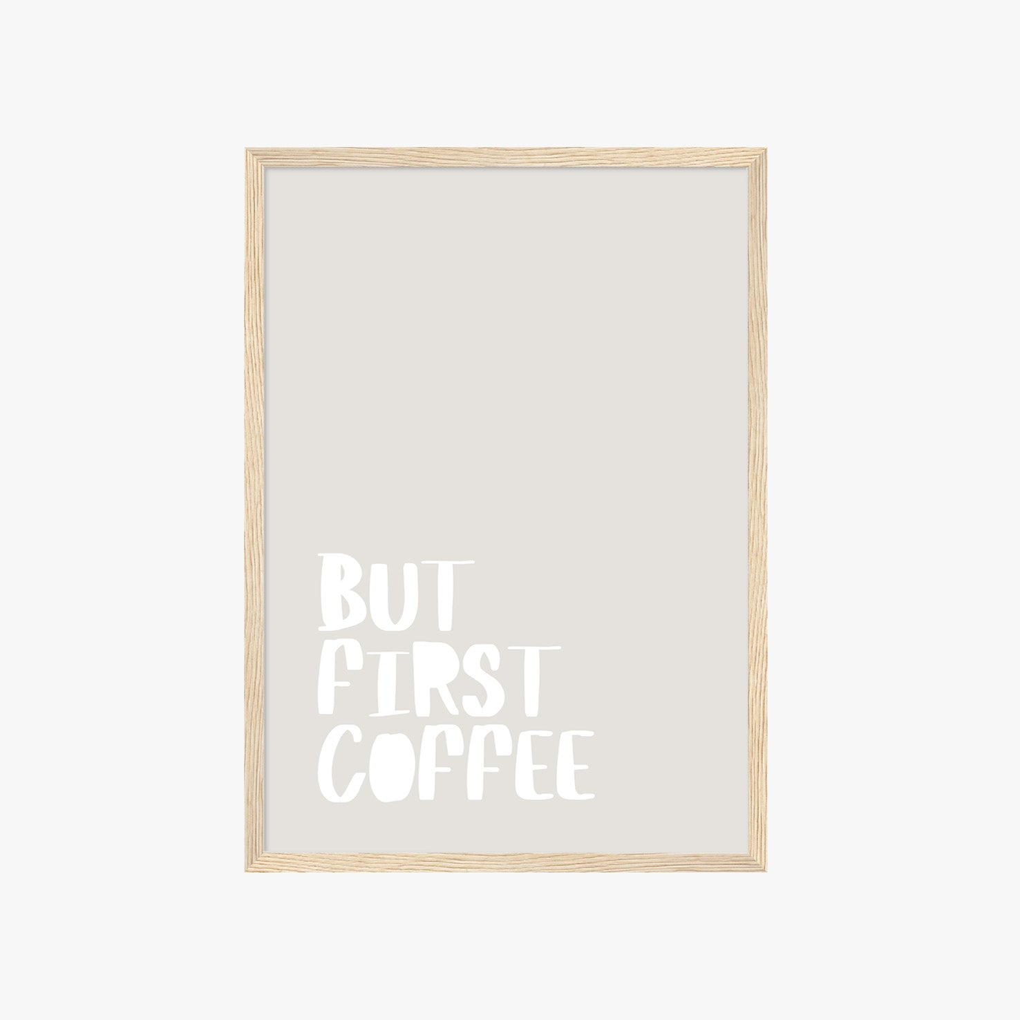 Schlichtes Kaffee Wandbild mit handgezeichneter Typografie im minimalistischen Design