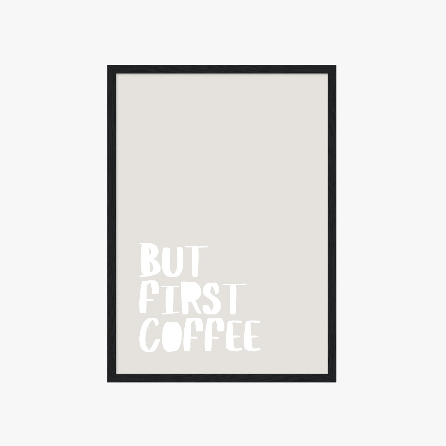 Schlichtes Kaffee Wandbild mit handgezeichneter Typografie im minimalistischen Design