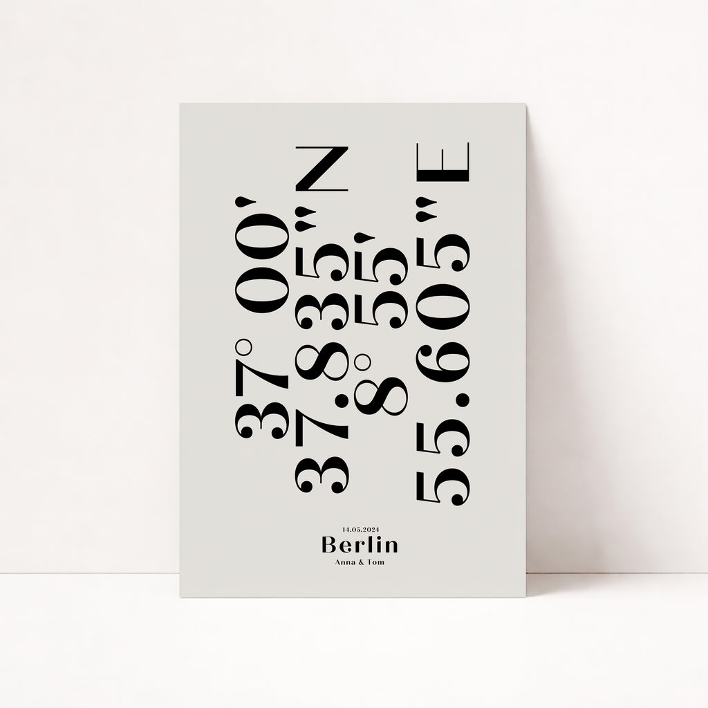 PERSONALISIERTES KOORDINATEN & DATUM POSTER