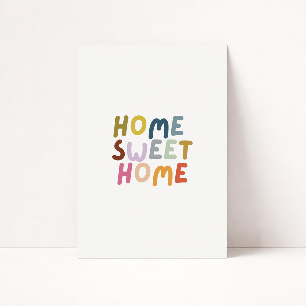 HOME SWEET HOME POSTER – FARBENFROHE TYPOGRAFIE KUNST