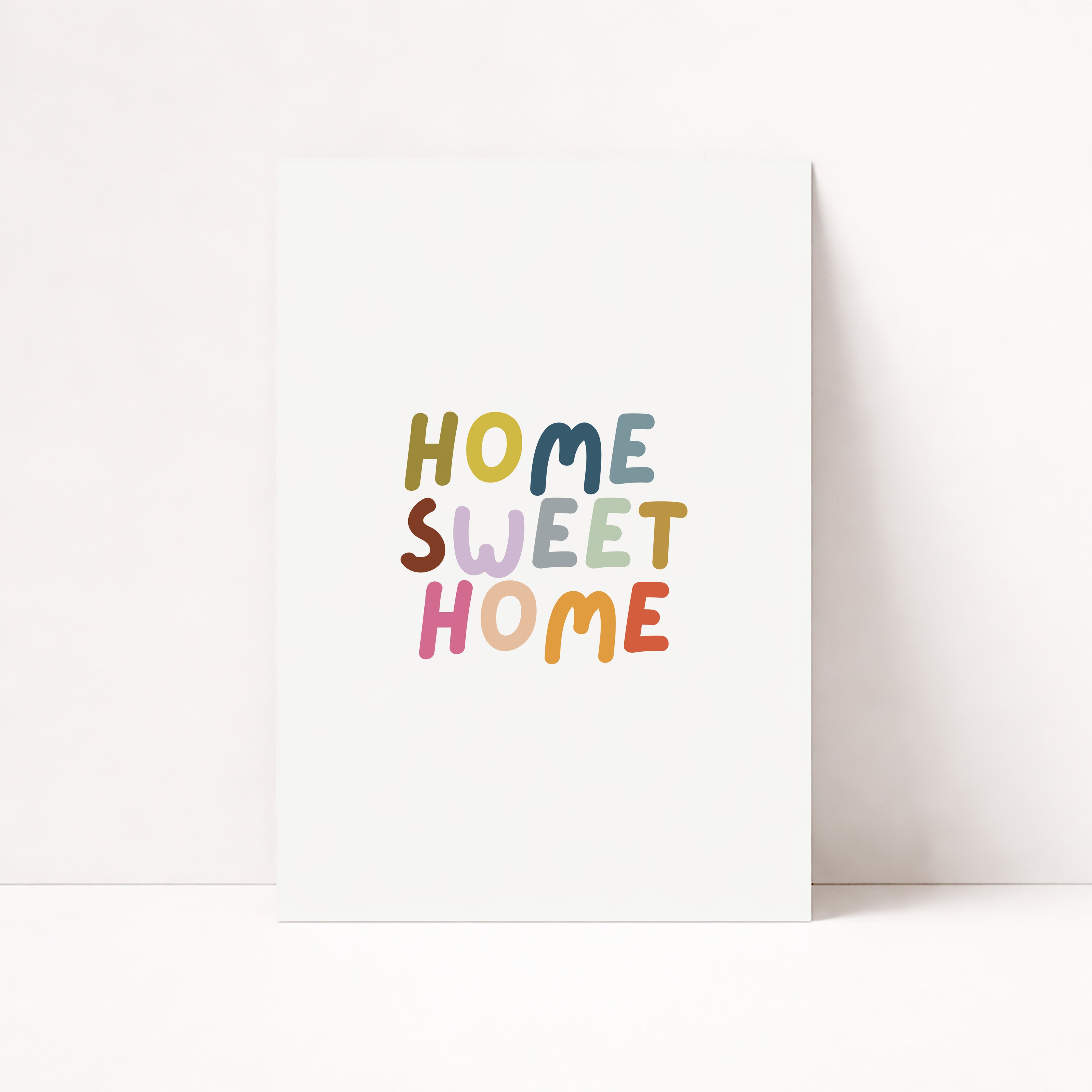 HOME SWEET HOME POSTER – FARBENFROHE TYPOGRAFIE KUNST