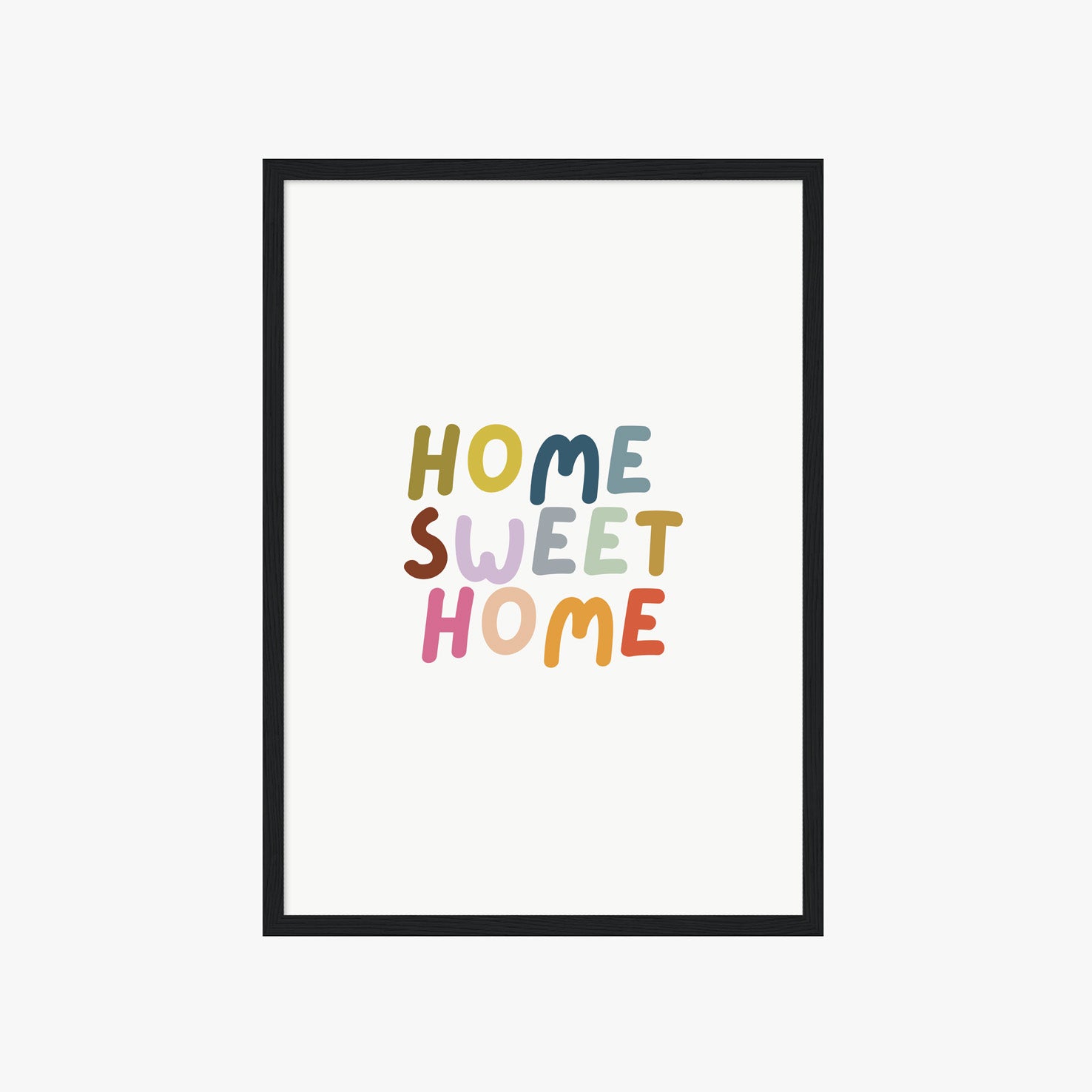 HOME SWEET HOME POSTER – FARBENFROHE TYPOGRAFIE KUNST
