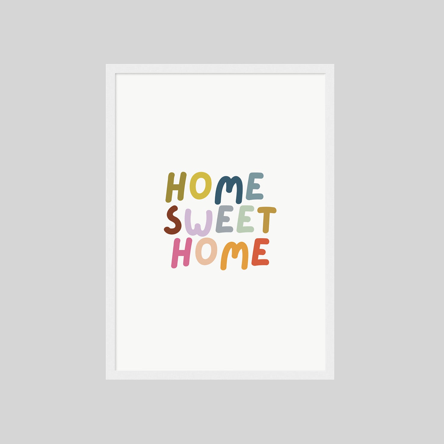 HOME SWEET HOME POSTER – FARBENFROHE TYPOGRAFIE KUNST