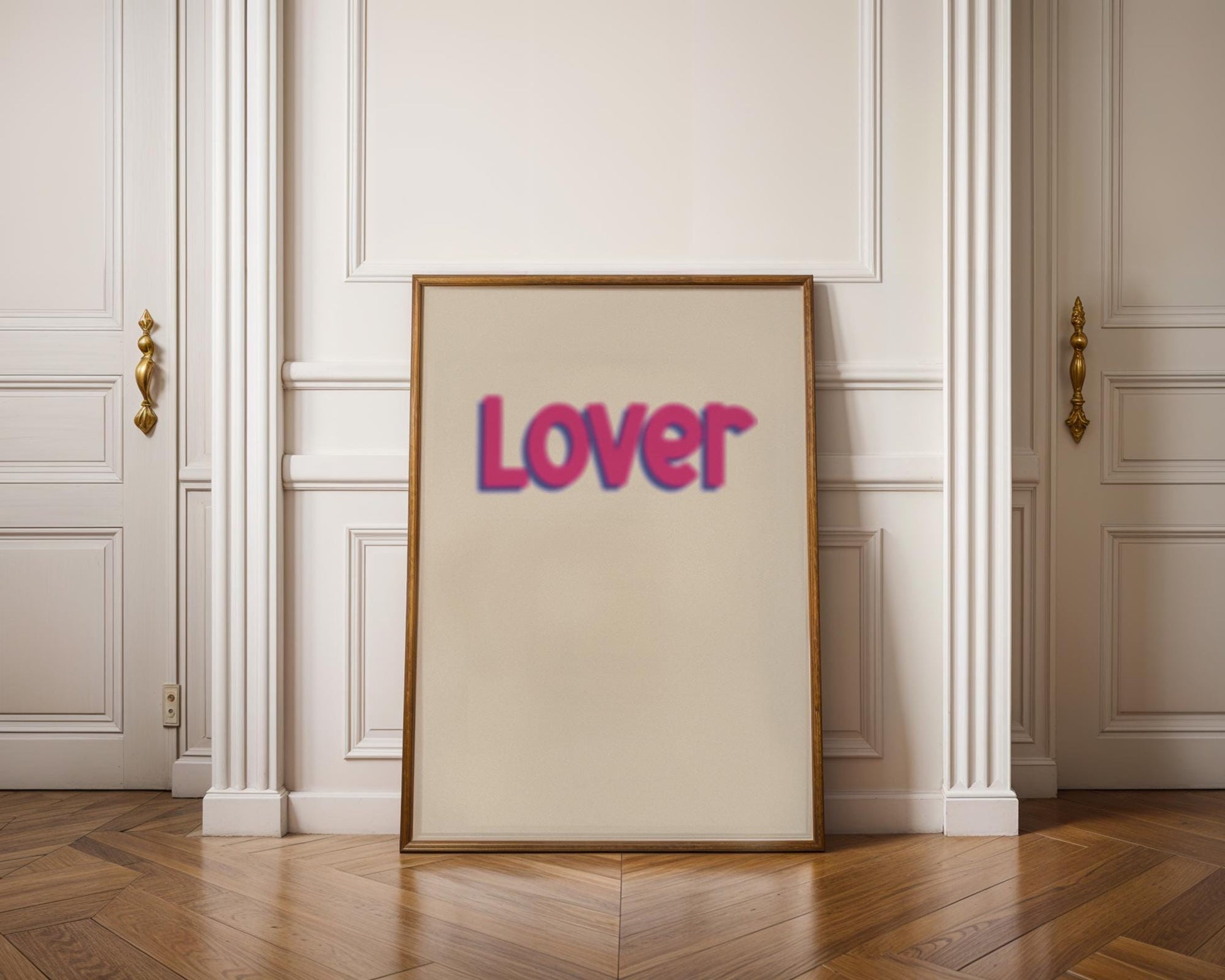 Lover Poster | Pink Typography Fine-Grained. Add a nostalgic and vintage vibe to your home decor.