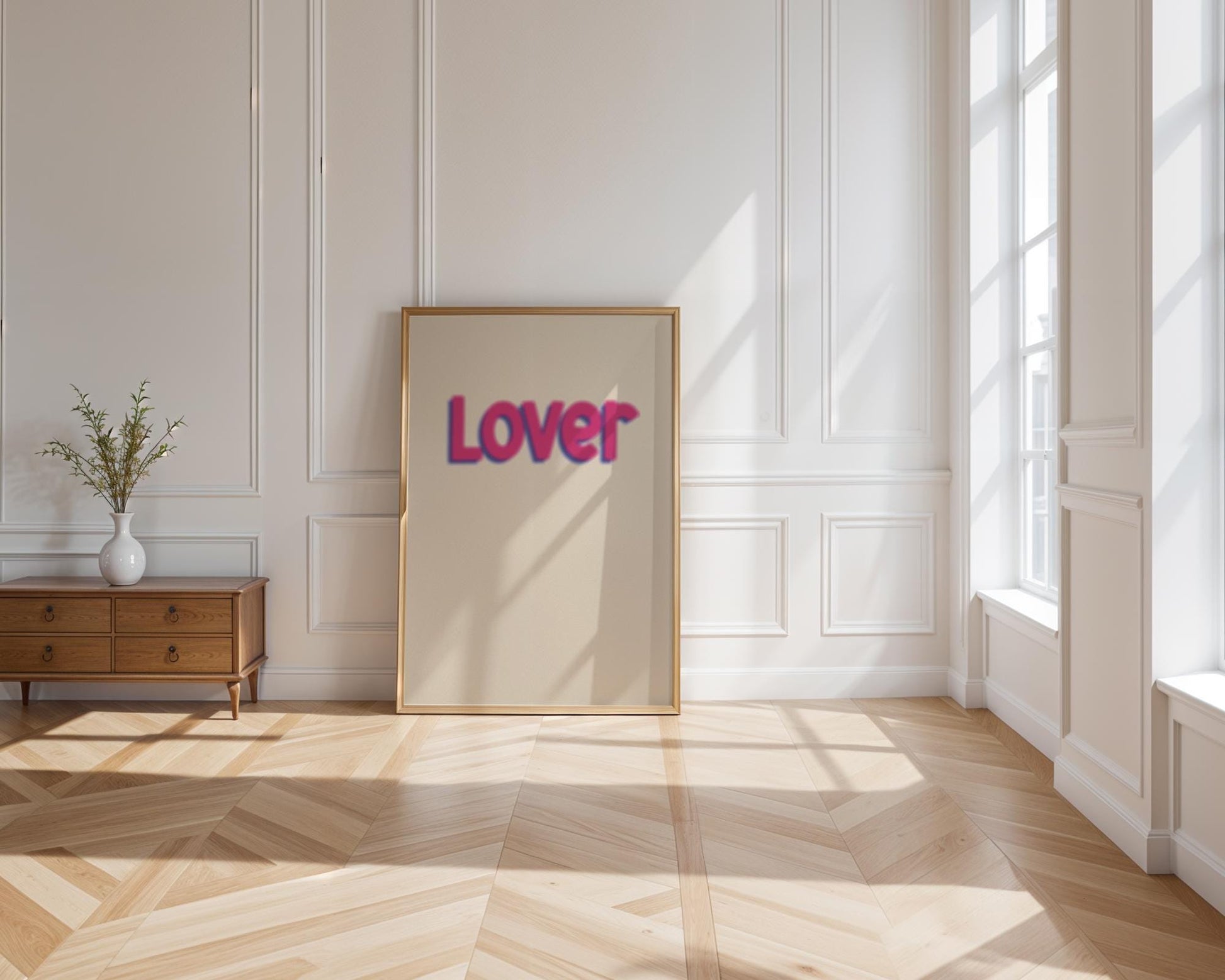 Lover Poster | Pink Typography Fine-Grained. Add a nostalgic and vintage vibe to your home decor.