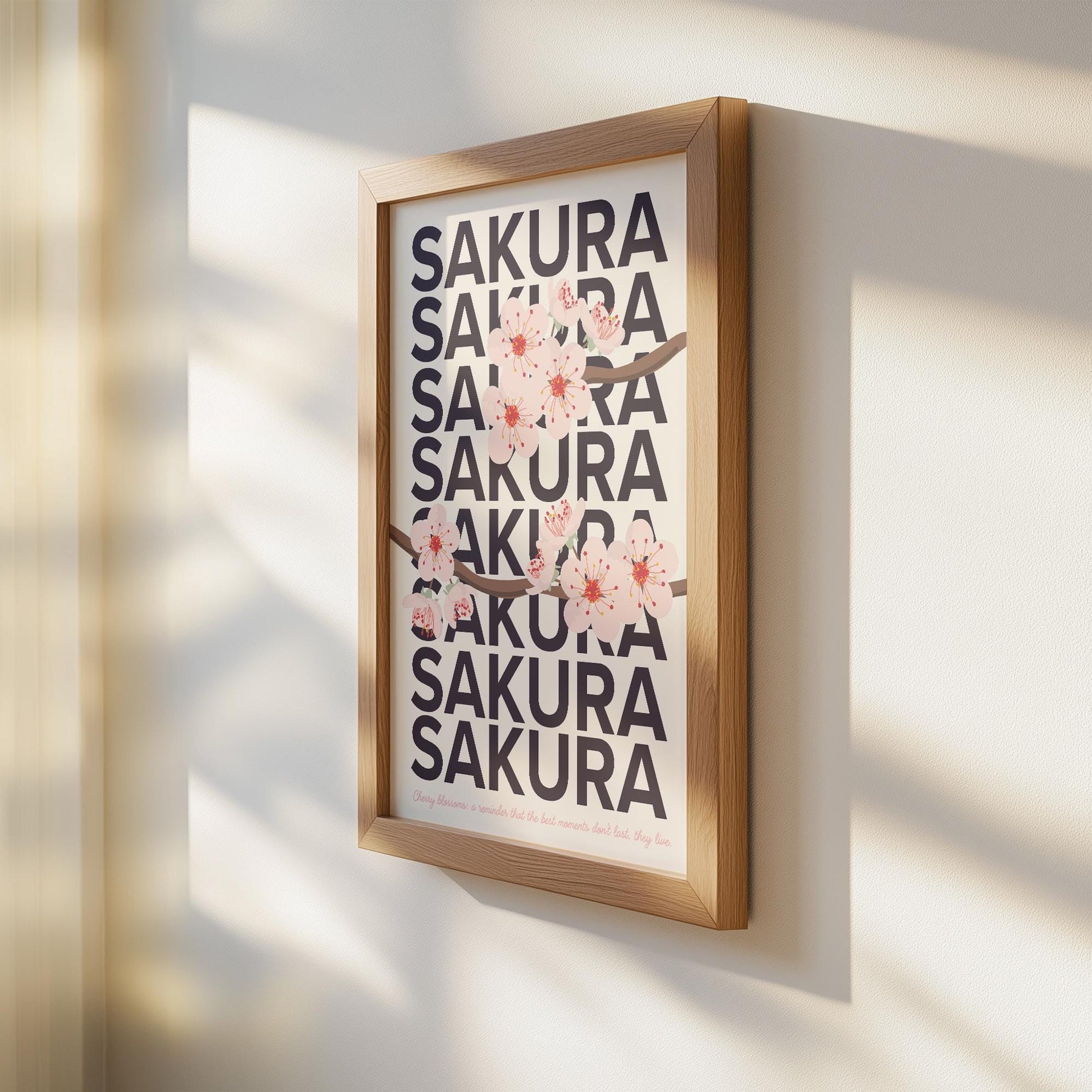 Cherry Blossom (Sakura) Japan Poster | Japandi Wall Art | Dopamine Decor and Modern Kitchen Art | Print Flower Art | Mid Century Modern