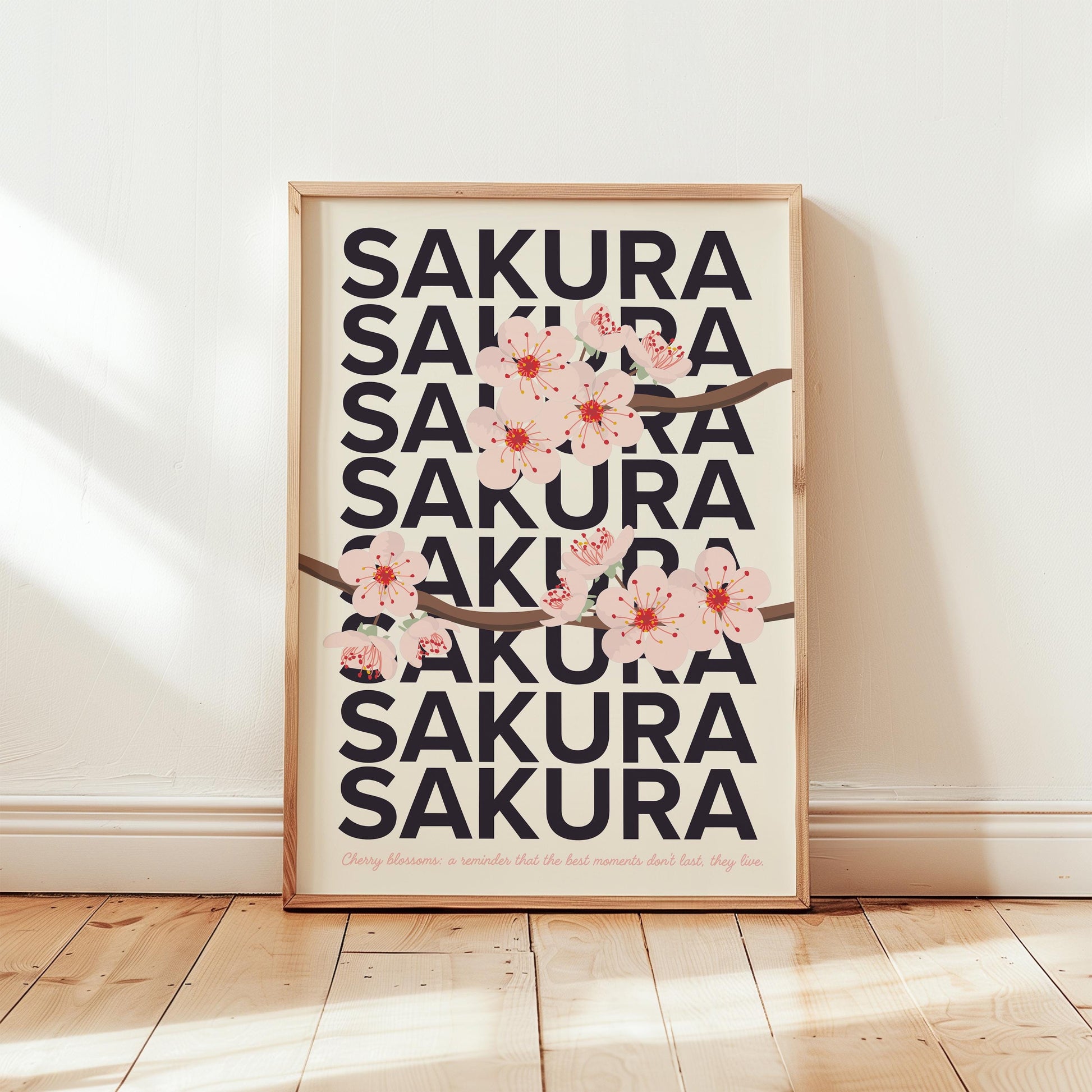 Cherry Blossom (Sakura) Japan Poster | Japandi Wall Art | Dopamine Decor and Modern Kitchen Art | Print Flower Art | Mid Century Modern