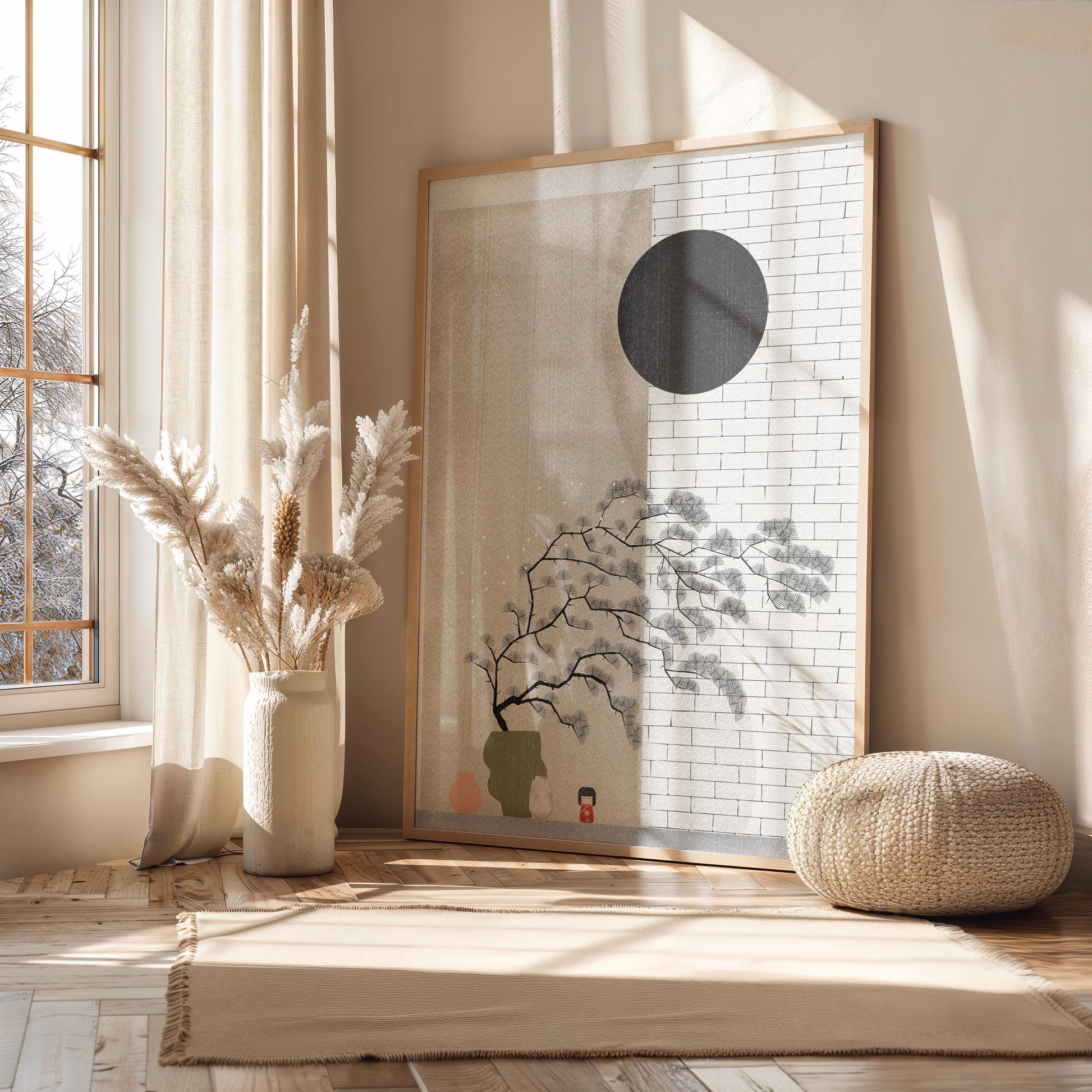 Japandi Poster | Minimal Wall Art | Geisha & Nature Decor | Scandinavian Japanese Style | Calm Print for Modern Interiors