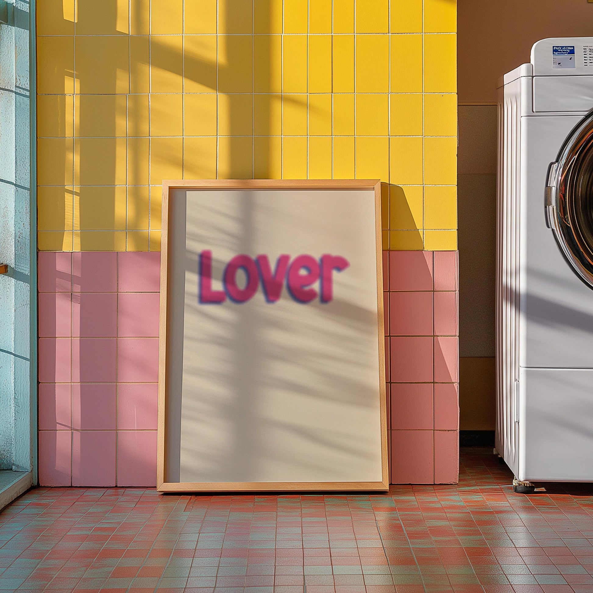 Lover Poster | Pink Typography Fine-Grained. Add a nostalgic and vintage vibe to your home decor.