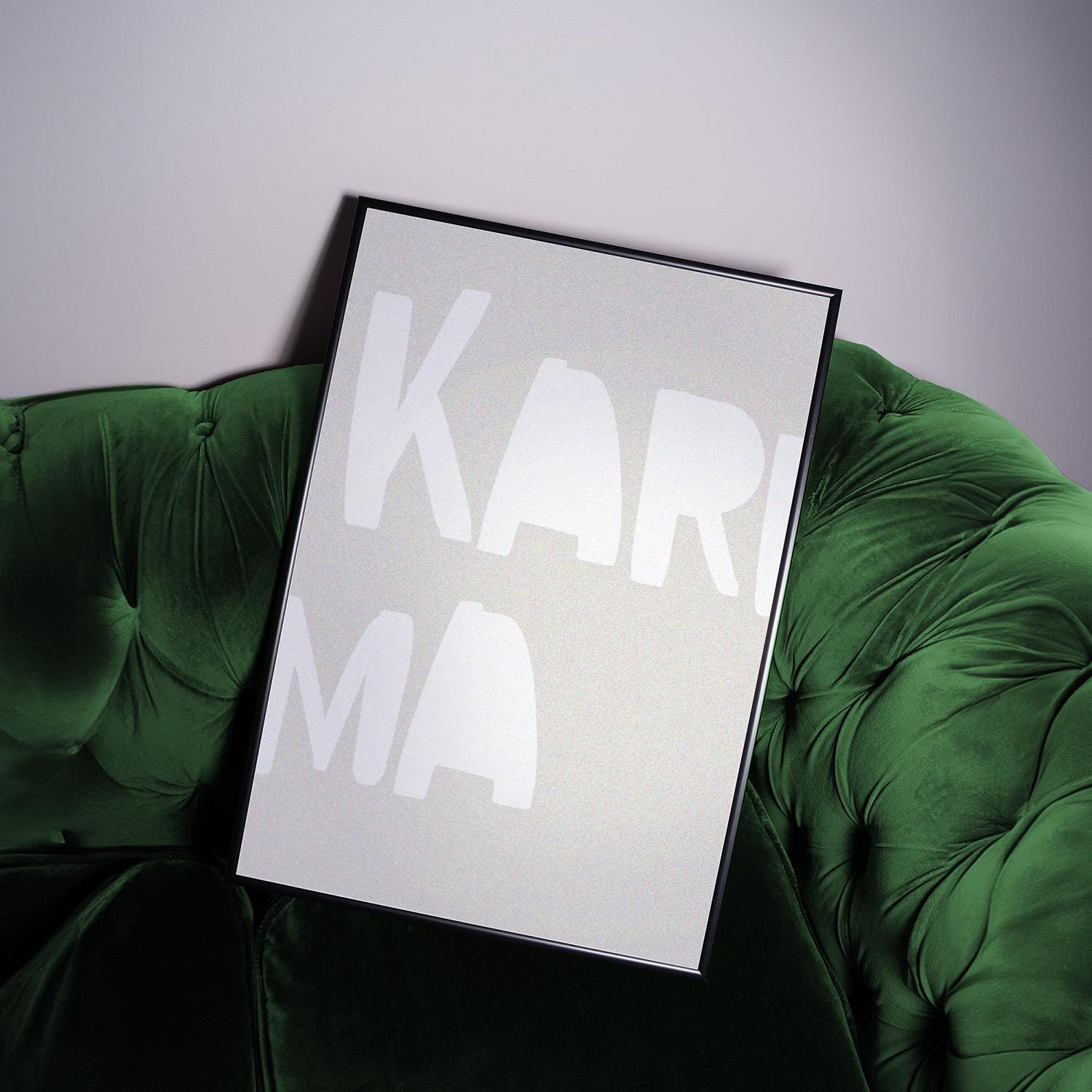 Karma Poster | Bold typography on a beige background. A creative statement piece for minimalist spaces with humor and style.