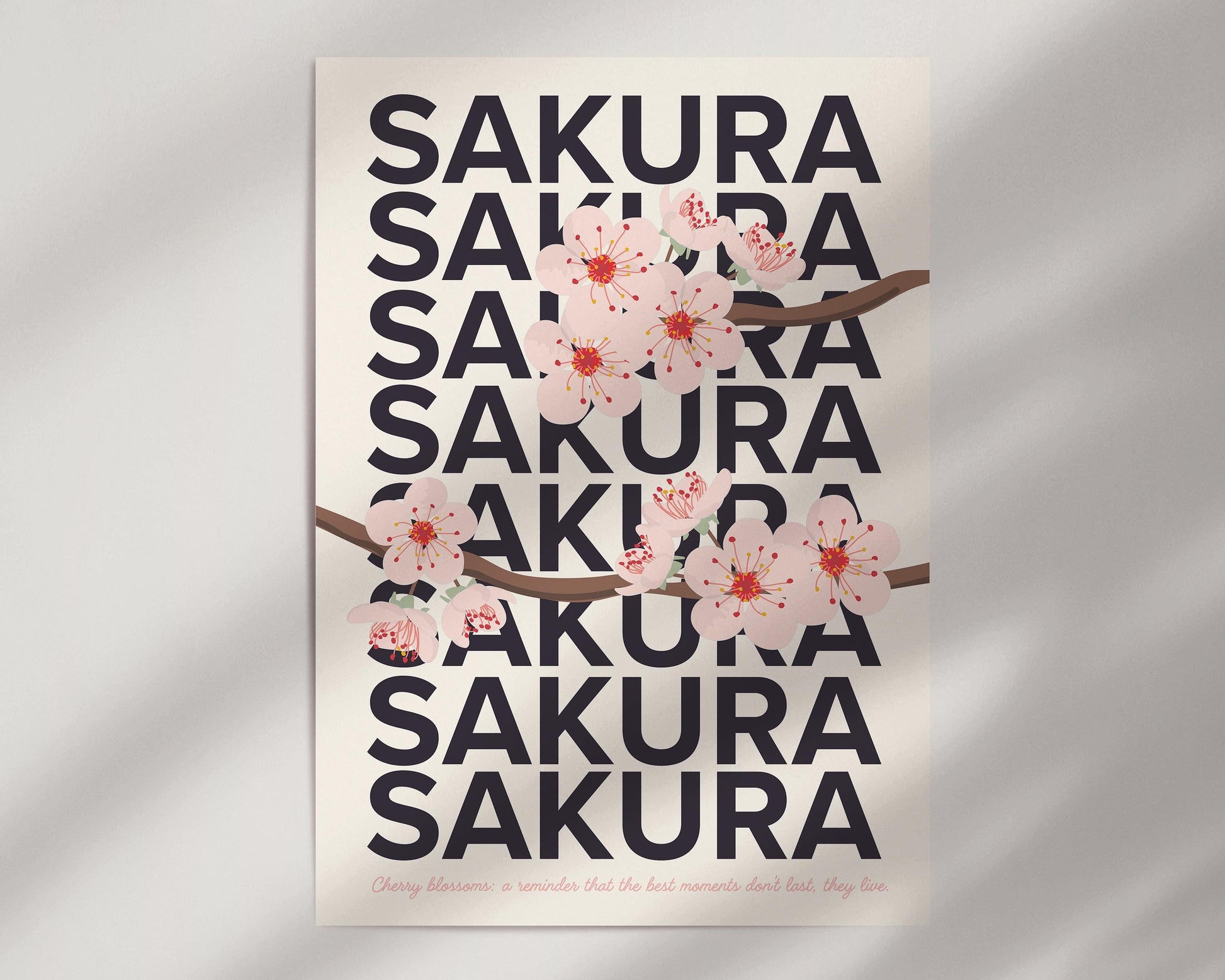 Cherry Blossom (Sakura) Japan Poster | Japandi Wall Art | Dopamine Decor and Modern Kitchen Art | Print Flower Art | Mid Century Modern
