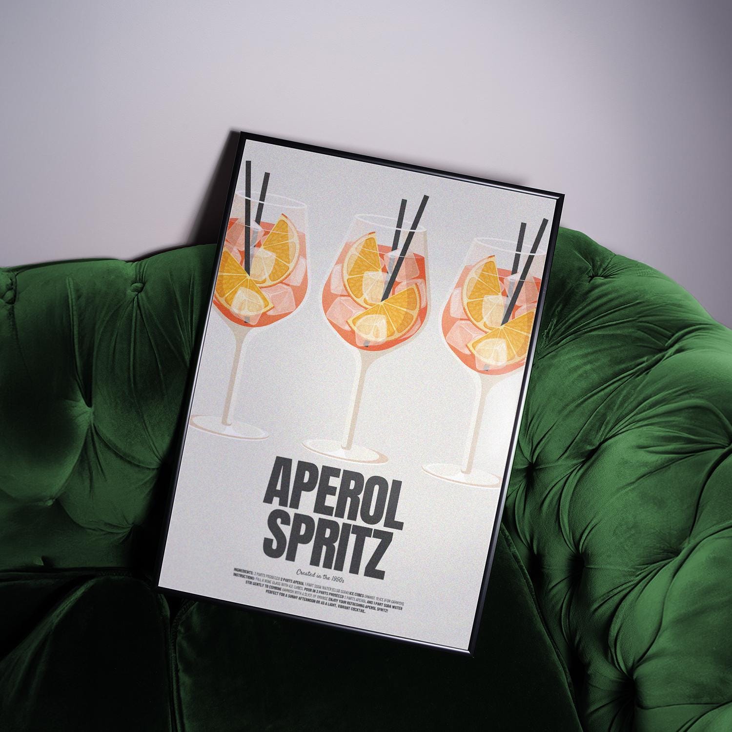 Aperol Spritz Poster | Classic Recipe Illustration | Minimalist Cocktail Art |  Summer Print for Kitchen or Living Room | Gift for Friends