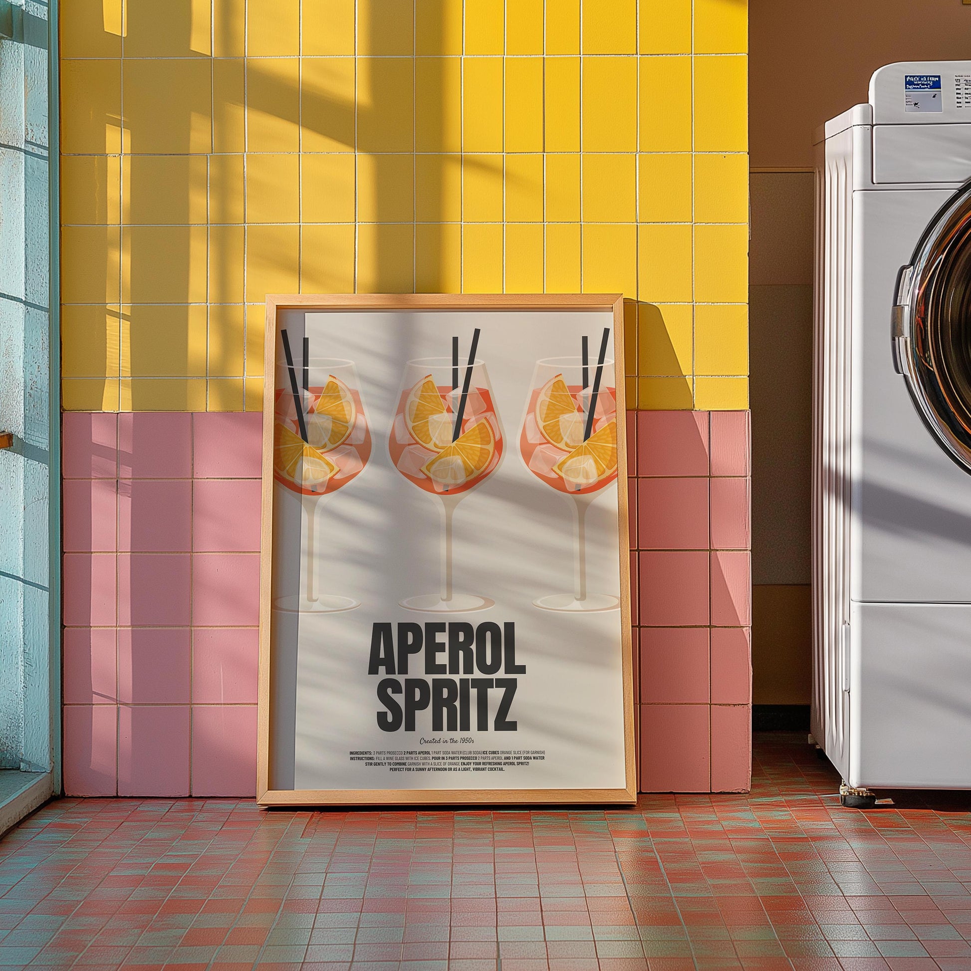 Aperol Spritz Poster | Classic Recipe Illustration | Minimalist Cocktail Art |  Summer Print for Kitchen or Living Room | Gift for Friends