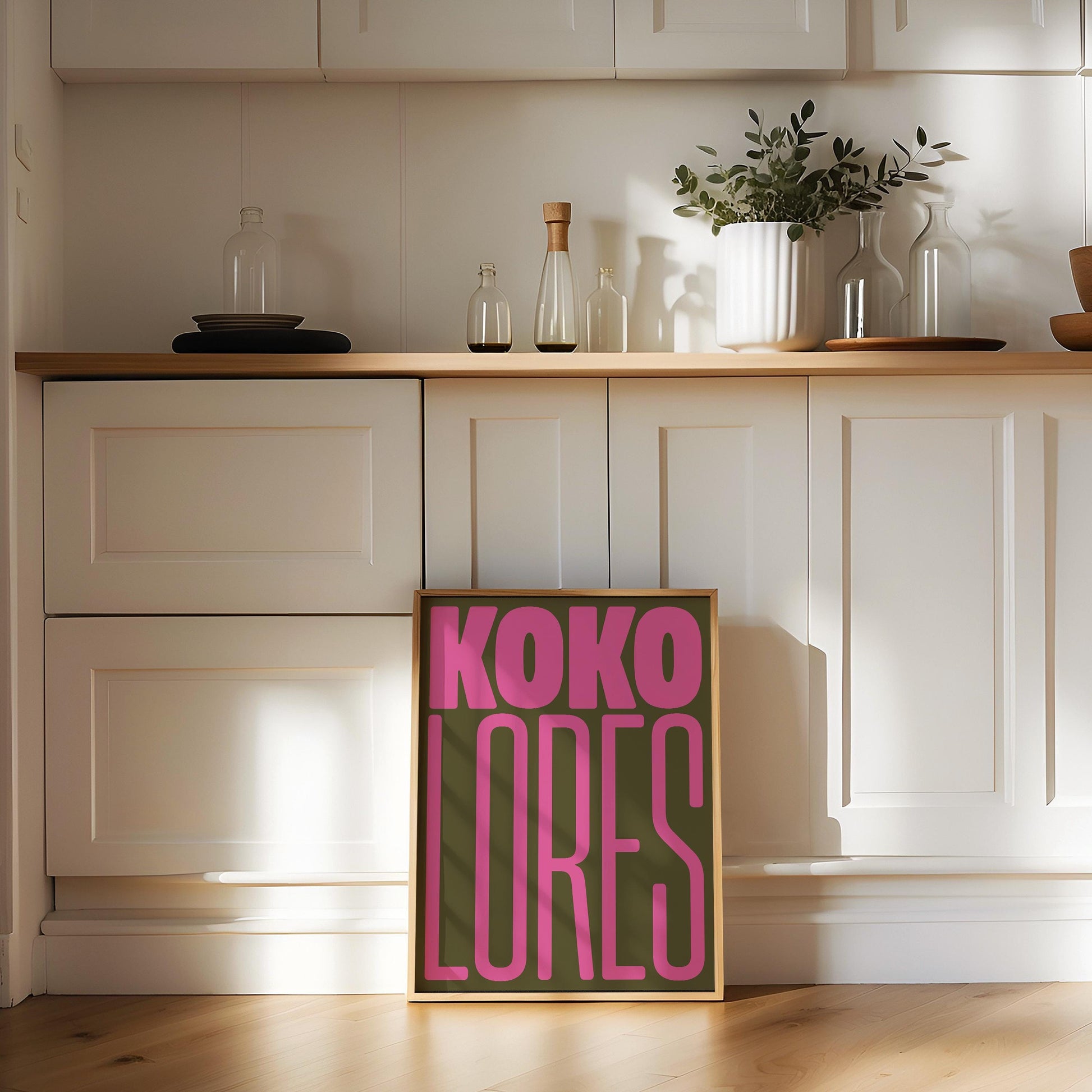 KOKOLORES Poster | Minimalist and playful design for your wall decor in pink and green – to add fun and color to your space |  Typography