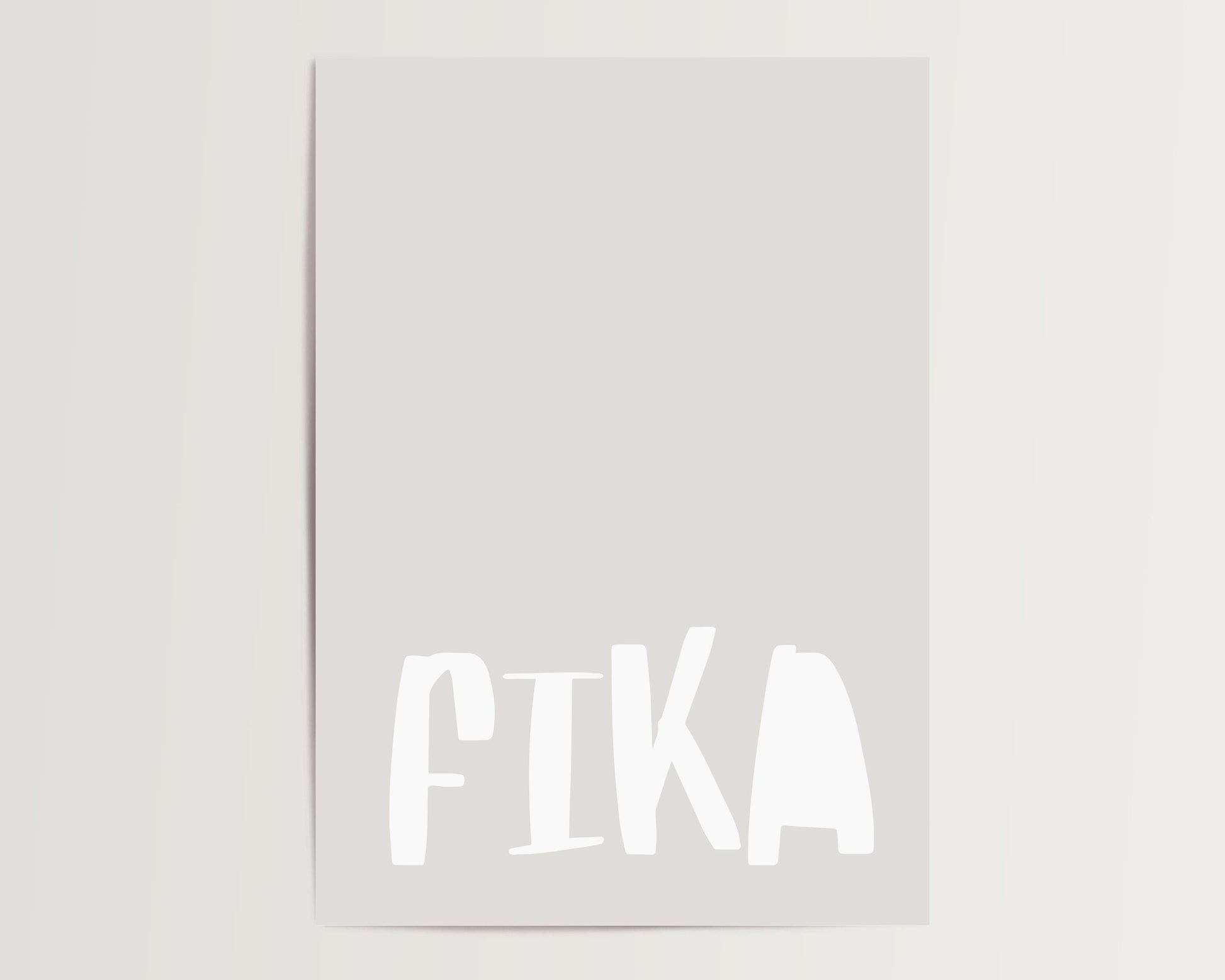 Poster "FIKA" – Bold typography on a beige background. A creative piece for minimalist spaces with humor and style.