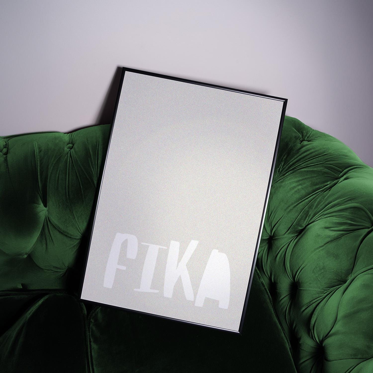 Poster "FIKA" – Bold typography on a beige background. A creative piece for minimalist spaces with humor and style.