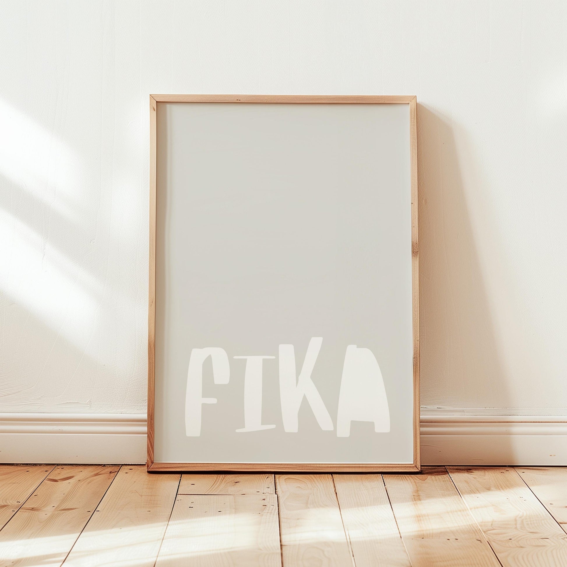 Poster "FIKA" – Bold typography on a beige background. A creative piece for minimalist spaces with humor and style.