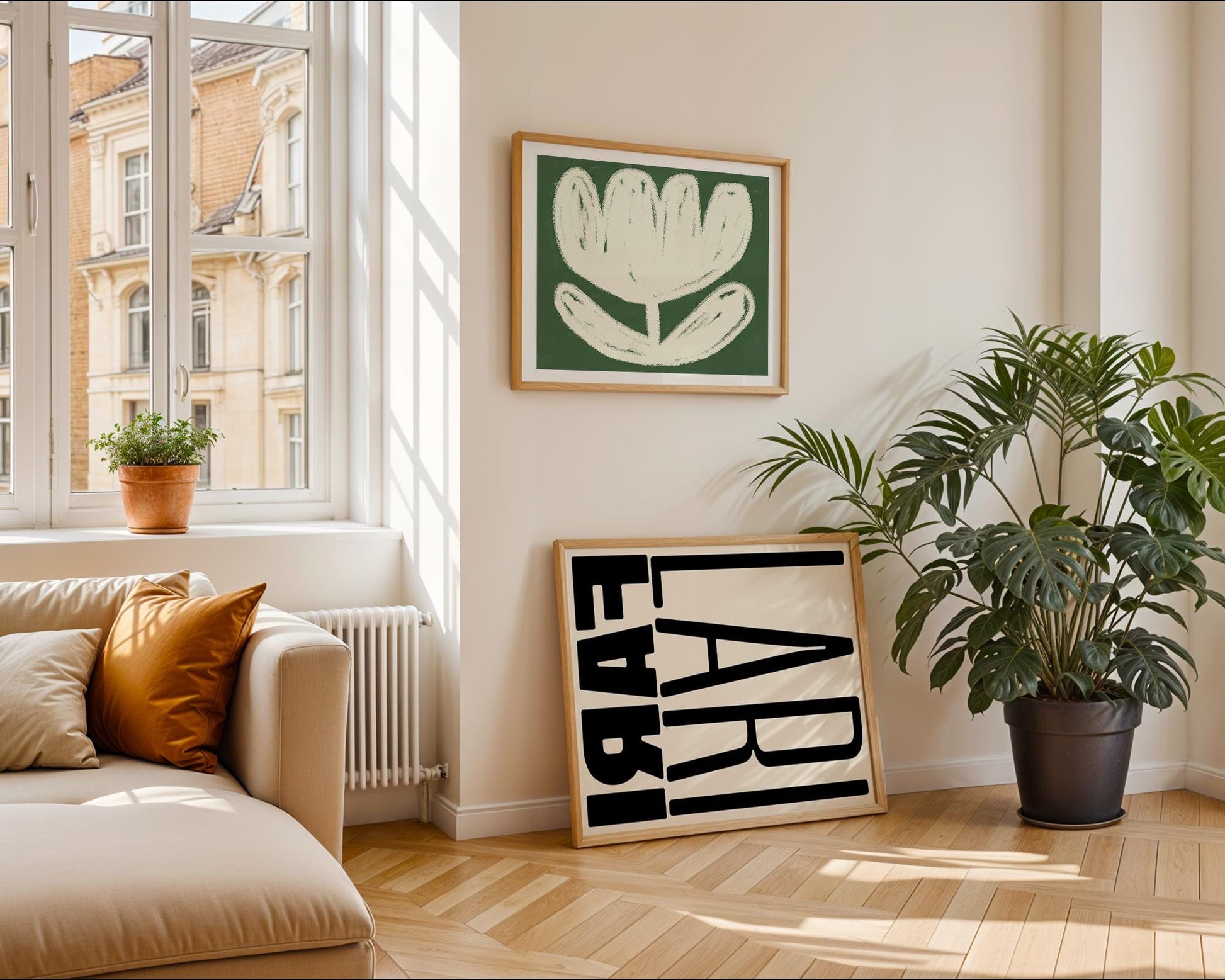 Chalk flower Poster | Perfect for adding a soft, artistic touch to any space | green and beige | digital download