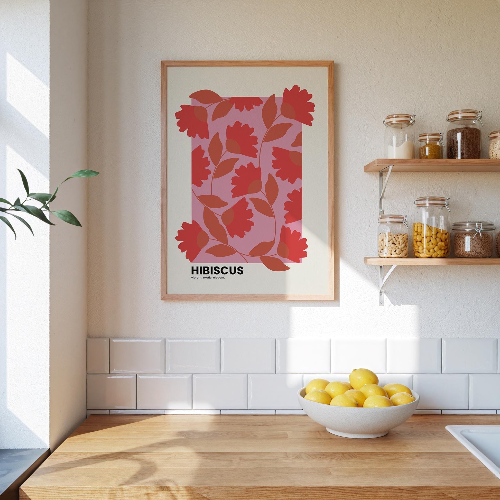 Poster Hibiscus Illustration - vibrant. exotic. elegant. A stunning piece that brings tropical beauty and elegance to your space.