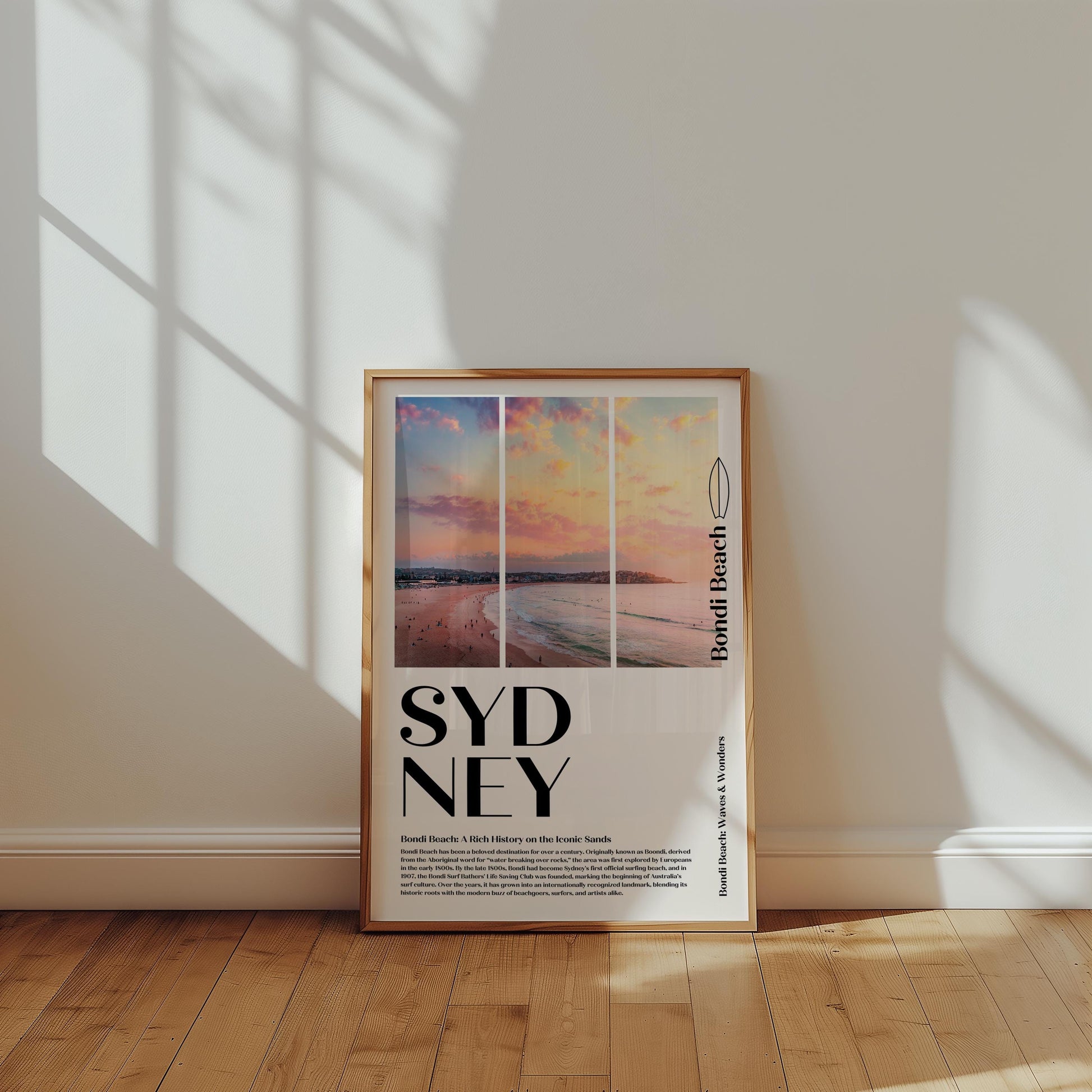 Surf Poster: Bondi Beach Sydney | Vintage Surfing Poster | Bondi Beach Living | Beach House Decor | Coastal Poster Australia | Retro Poster