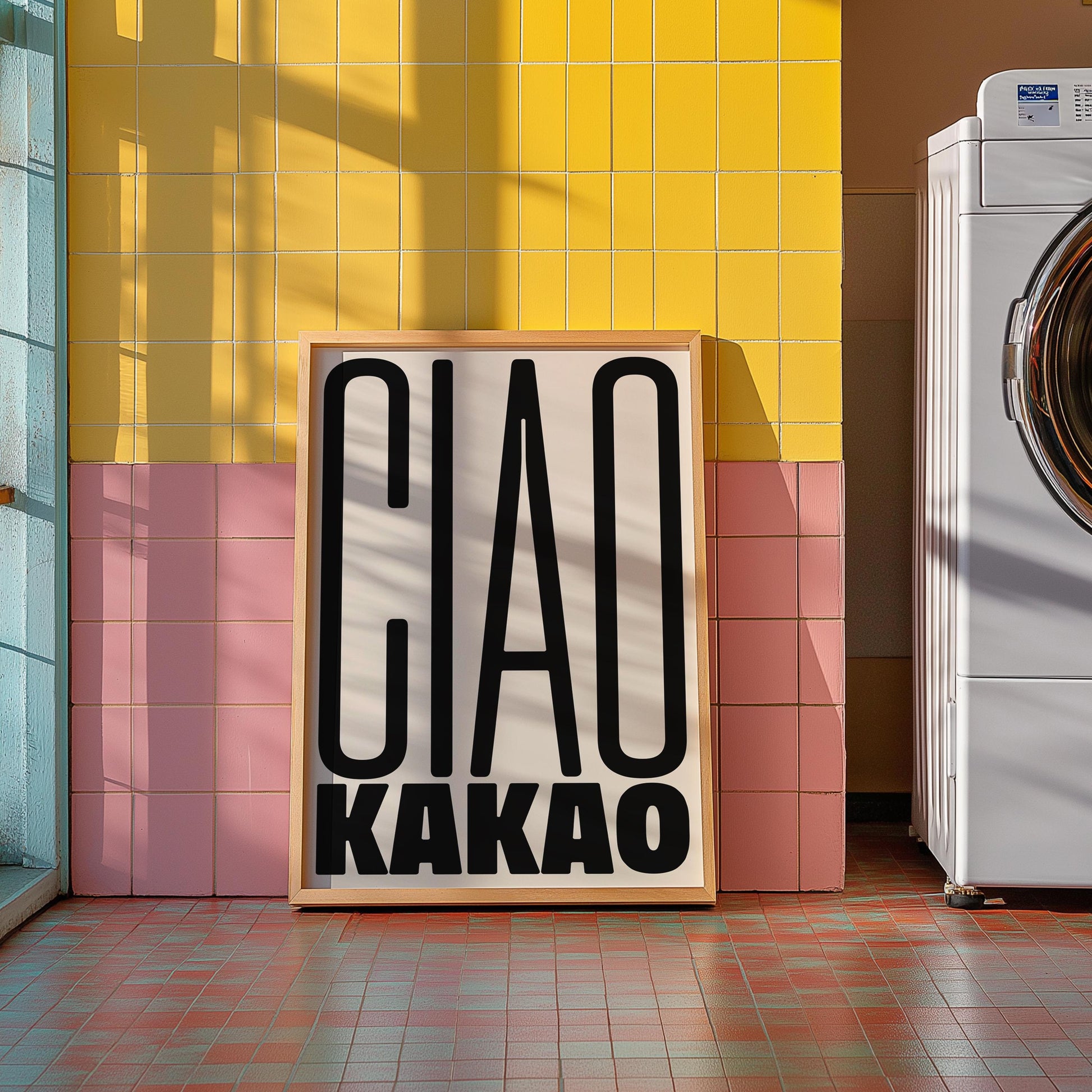 Poster Ciao Kakao: Minimalist design with an funny goodbye words and block typography – stylish wall decor and the perfect gift idea