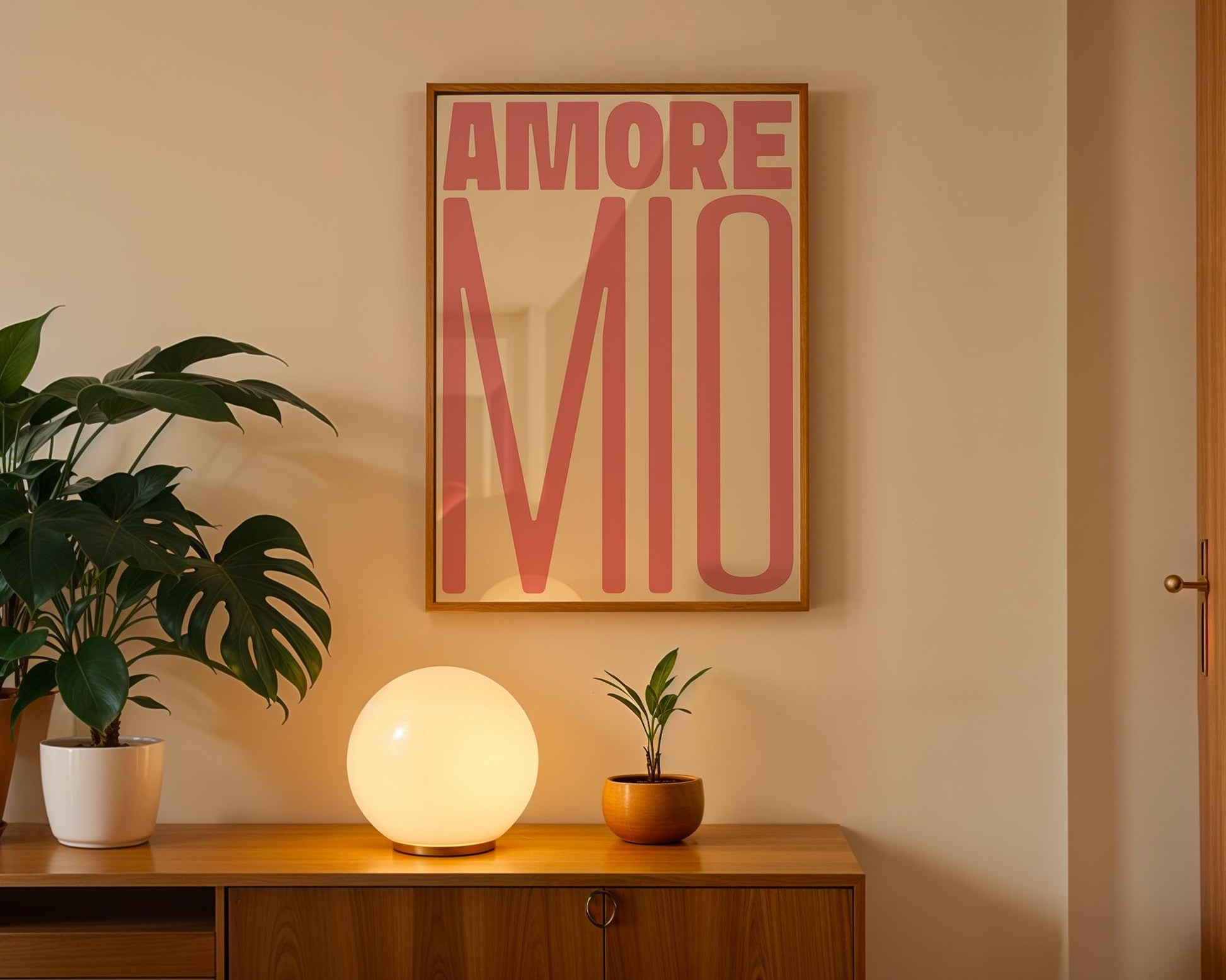 Amore Mio Poster | A soft pink, romantic typography print with a elegant touch for your cozy space. Perfect for any lover of beauty!