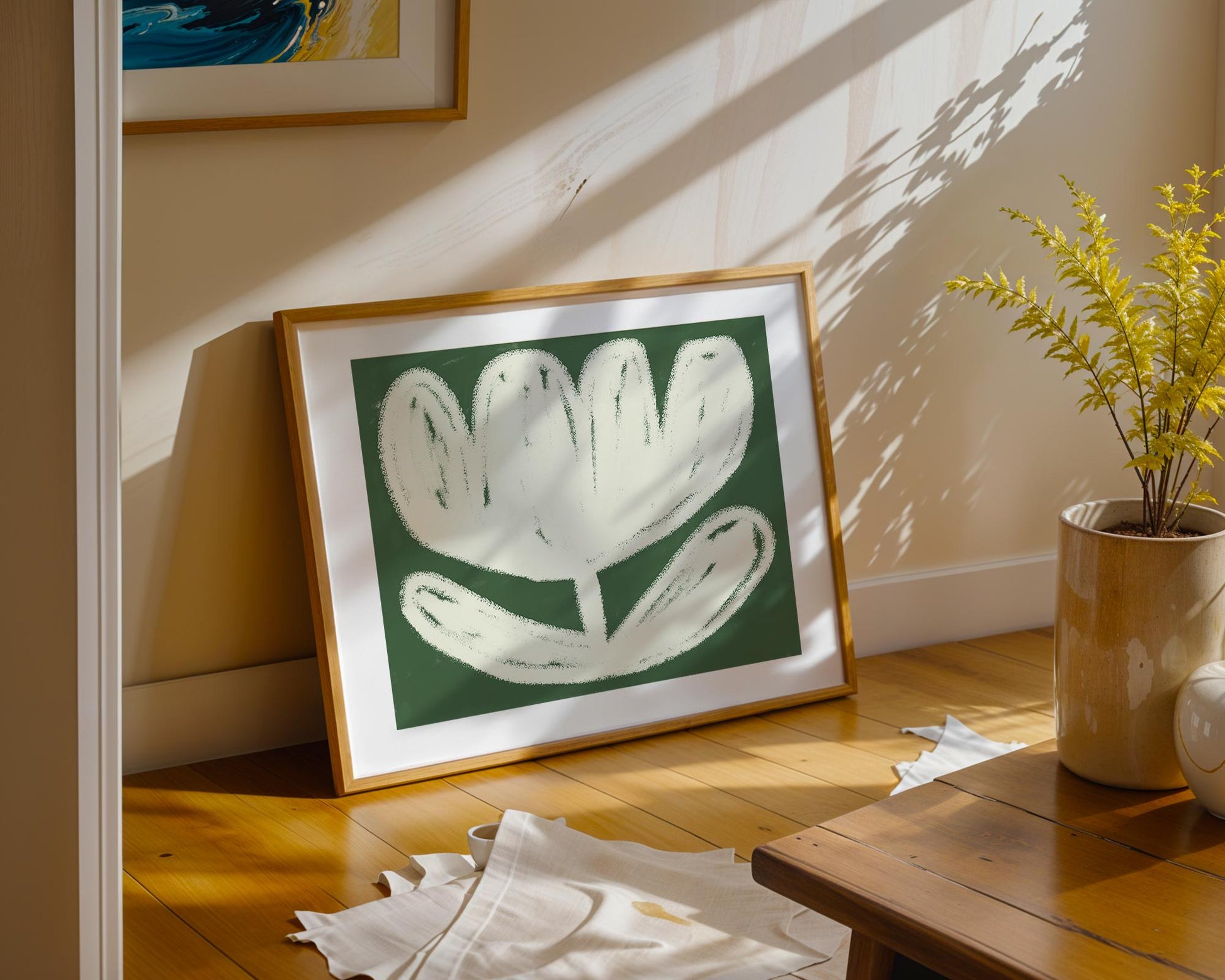 Chalk flower Poster | Perfect for adding a soft, artistic touch to any space | green and beige | digital download