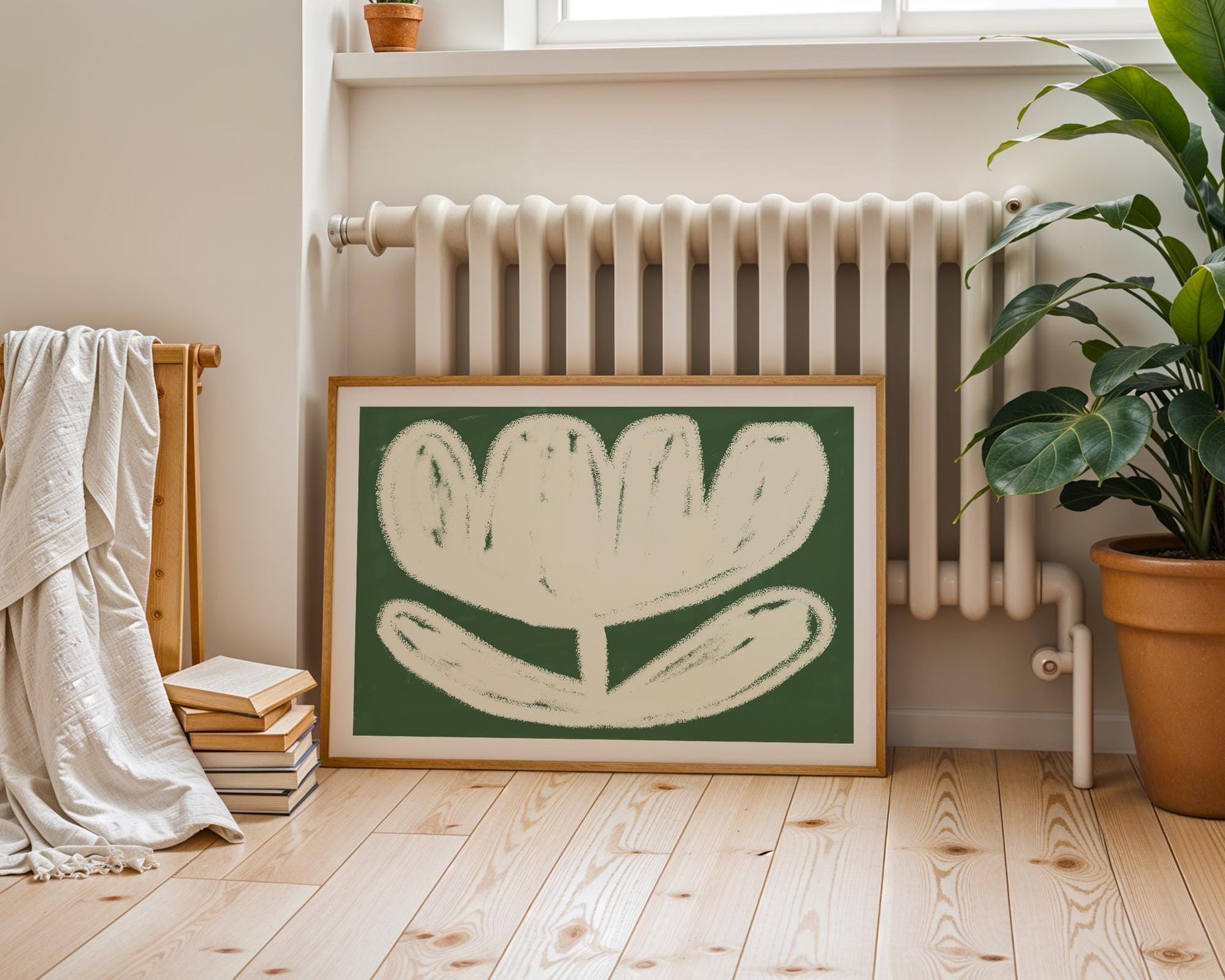 Chalk flower Poster | Perfect for adding a soft, artistic touch to any space | green and beige | digital download