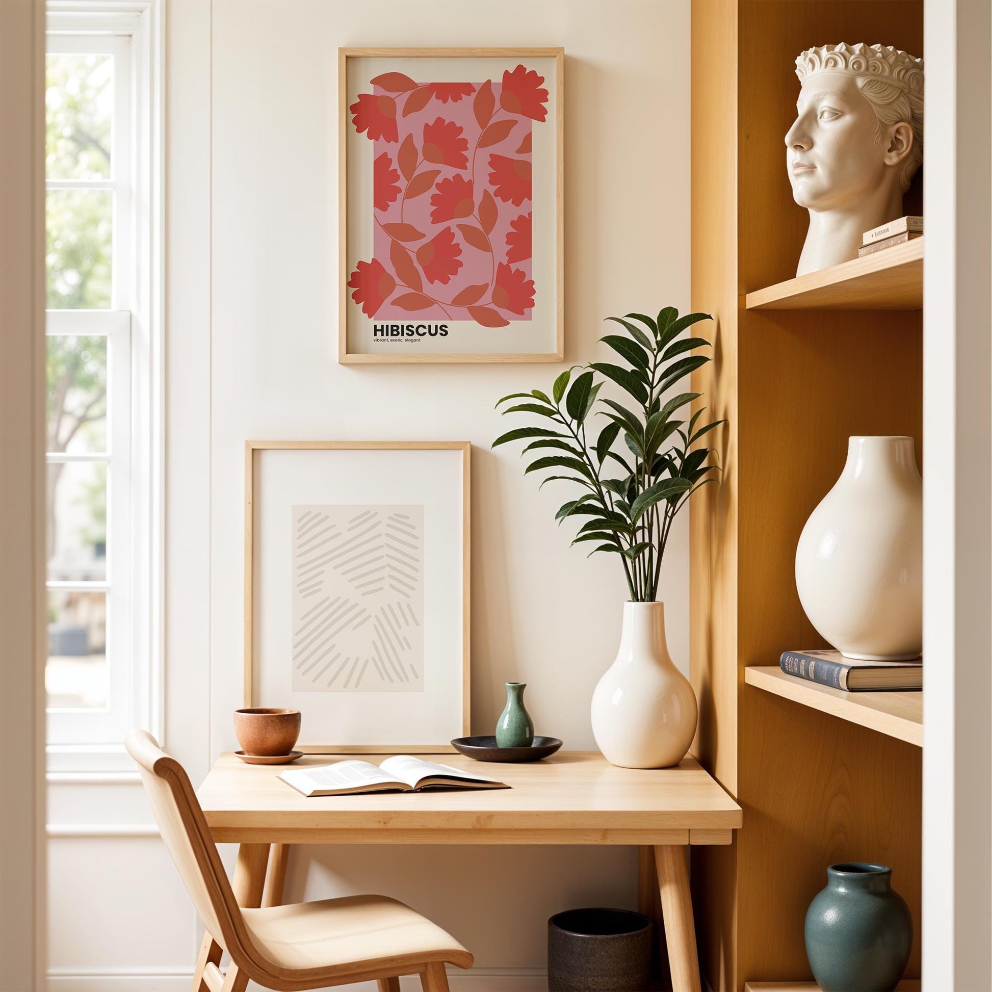 Poster Hibiscus Illustration - vibrant. exotic. elegant. A stunning piece that brings tropical beauty and elegance to your space.