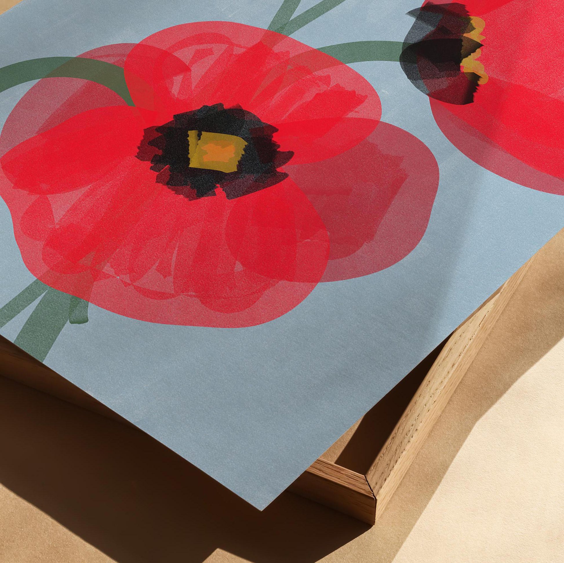 Poppies Poster in chalky, vibrant colors – a perfect touch of modern art for any room.