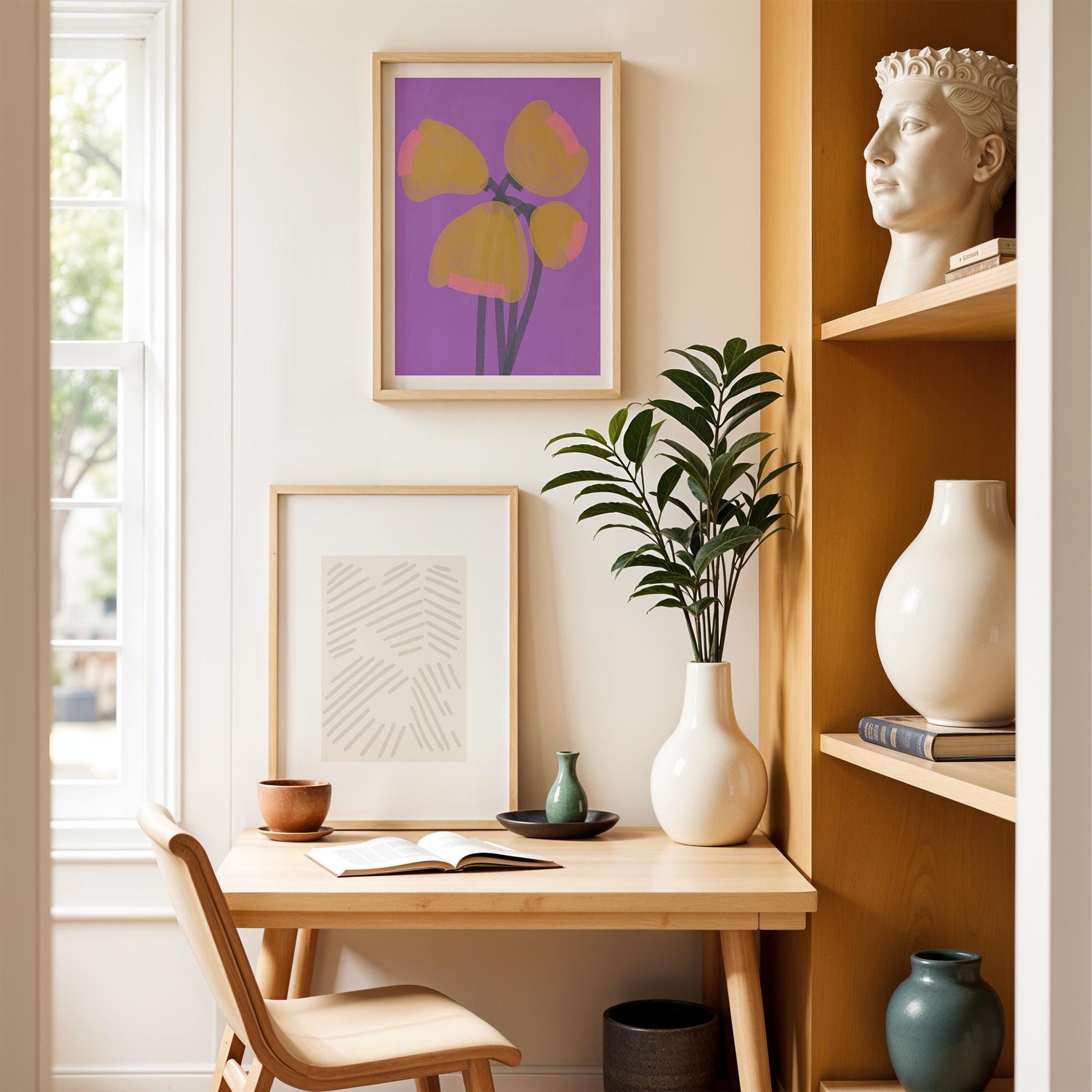 Poster TULIPS abstract in chalky, vibrant colors – a perfect touch of modern art for any room.