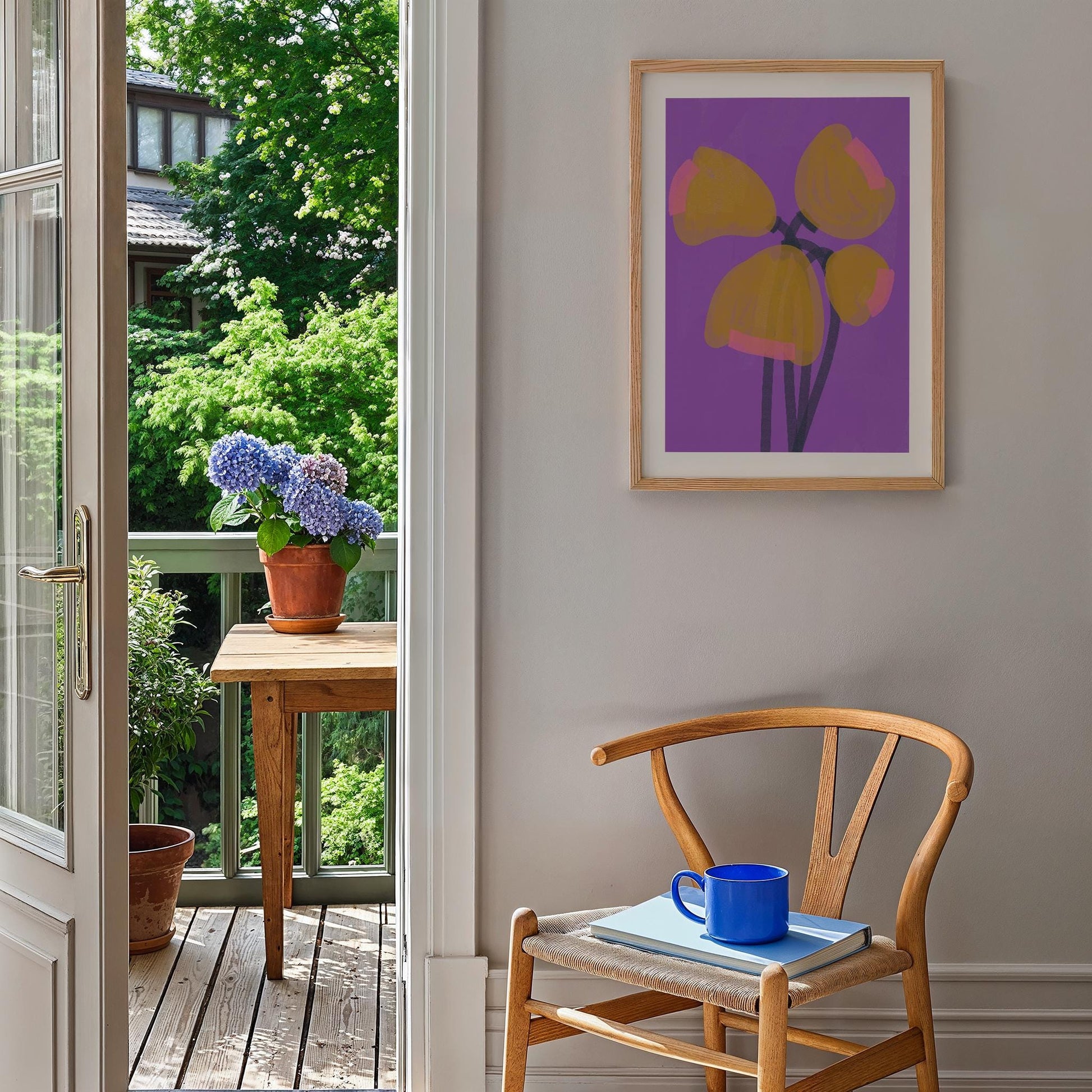 Poster TULIPS abstract in chalky, vibrant colors – a perfect touch of modern art for any room.