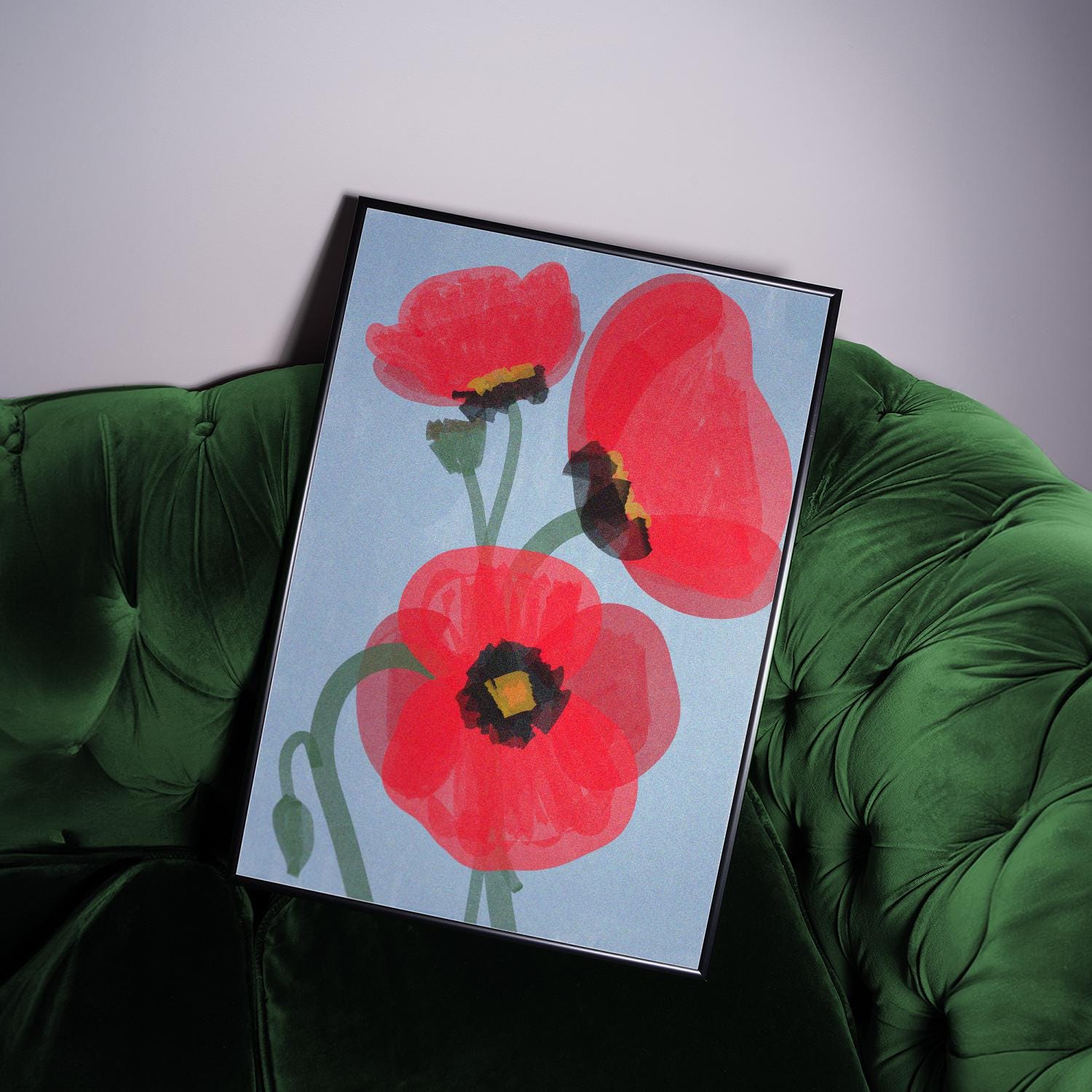 Poppies Poster in chalky, vibrant colors – a perfect touch of modern art for any room.