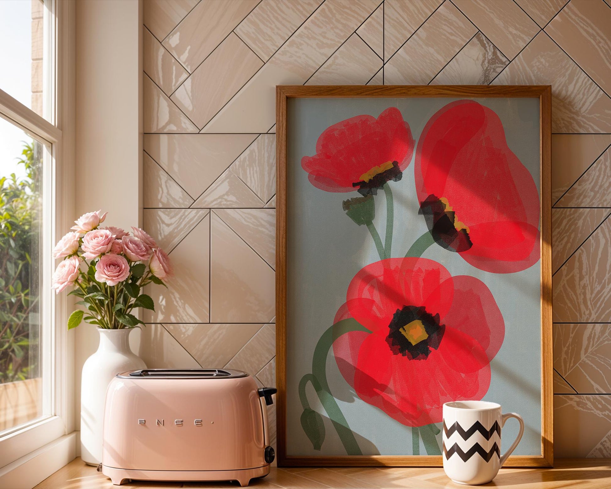 Poppies Poster in chalky, vibrant colors – a perfect touch of modern art for any room.