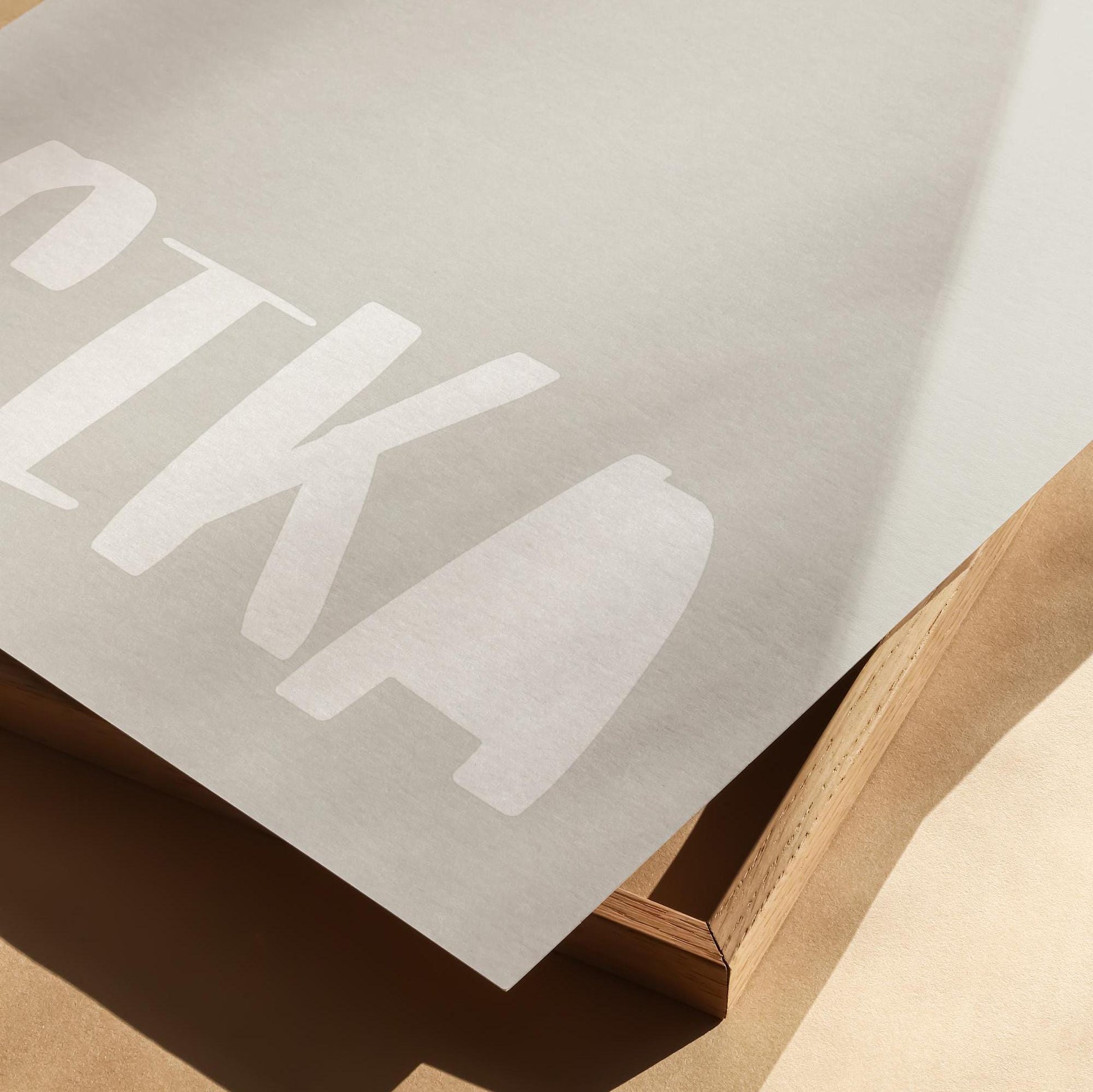 Poster "FIKA" – Bold typography on a beige background. A creative piece for minimalist spaces with humor and style.