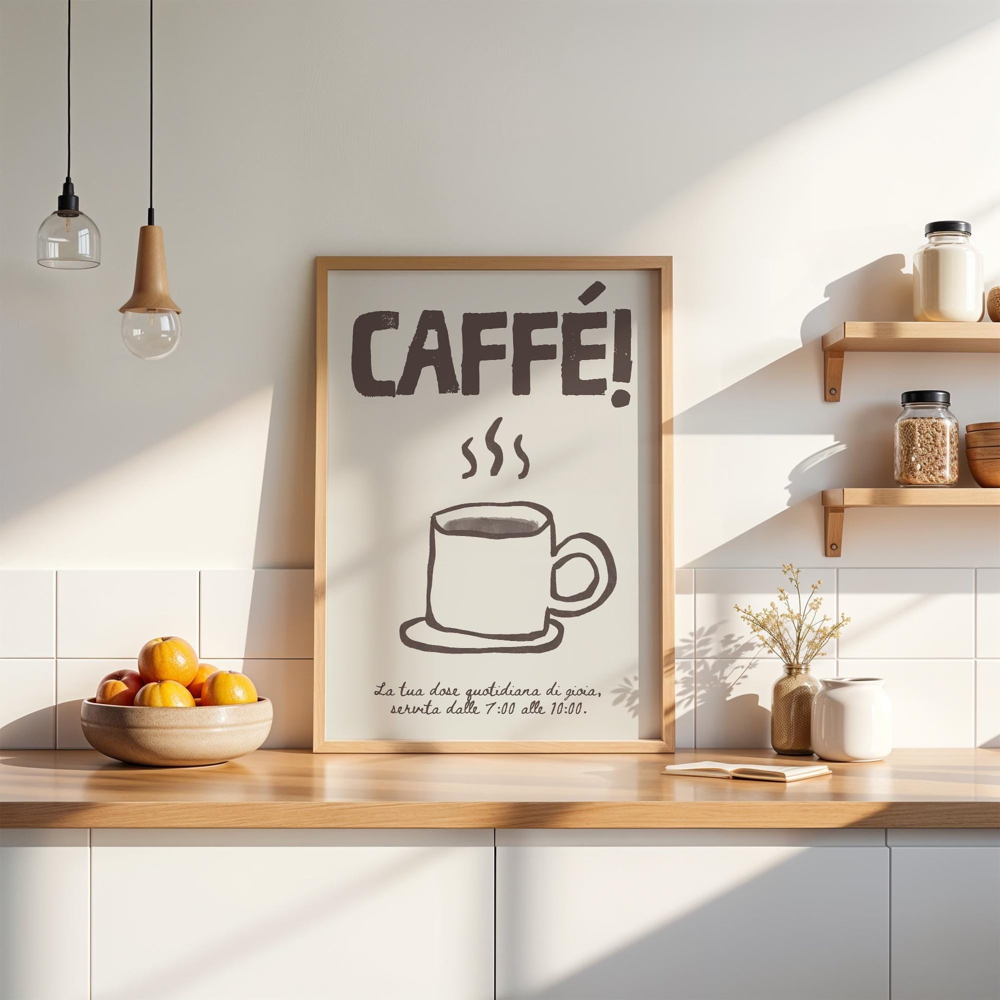 Caffé Poster, Cafe Poster, Retro Coffee Poster, Espresso Poster, Coffee Bar Decor, Modern Kitchen Art | Italian Moka Pot | Digital Download