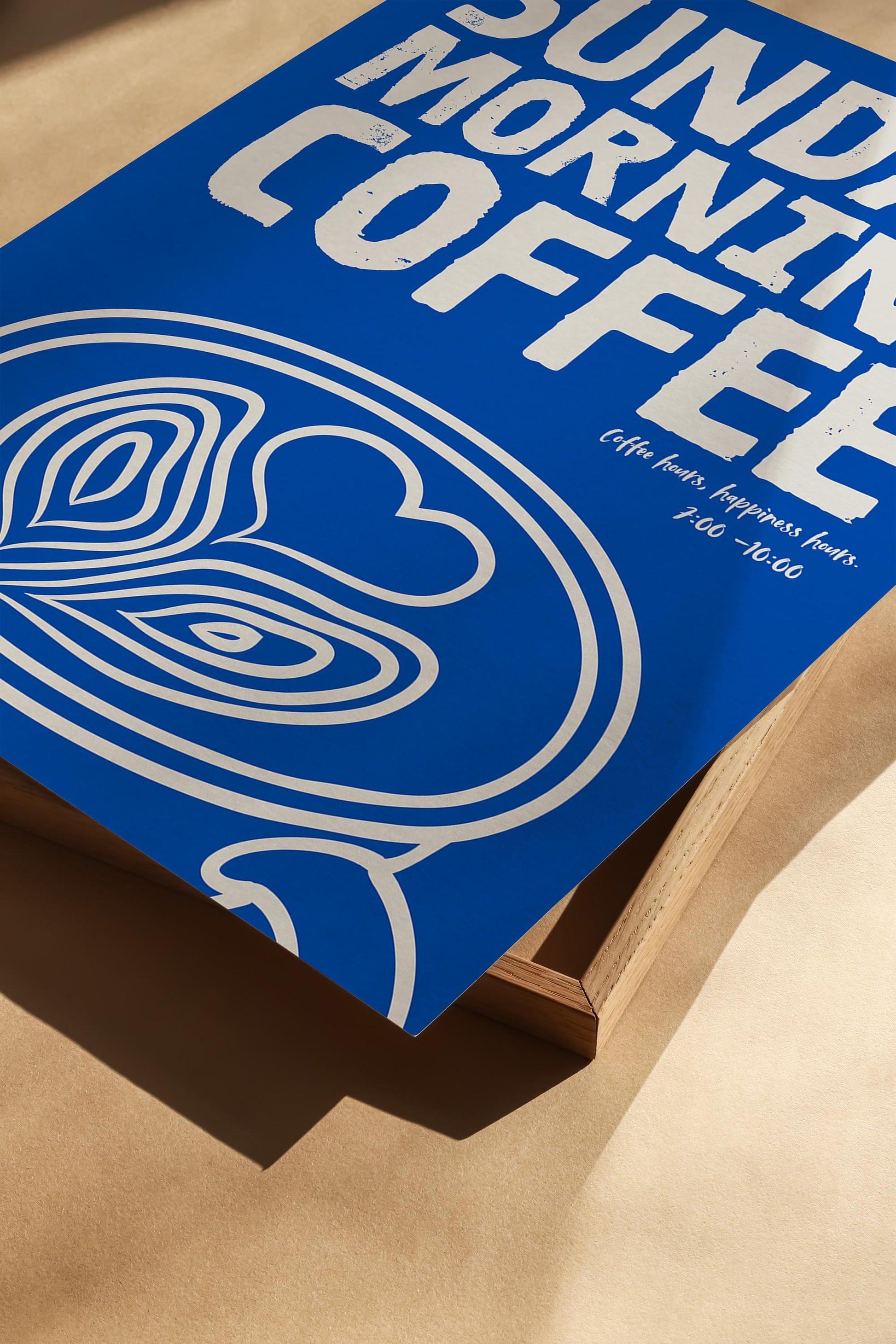 A serene and minimalist coffee art print featuring a soft blue color palette with a cup of coffee on a Sunday morning. Perfect for modern home decor.

Ein ruhiges und minimalistisches Kaffee-Kunst-Poster mit einer sanften blauen Farbpalette und einer Tasse Kaffee an einem Sonntagmorgen. Ideal für modernes Wohnambiente.
