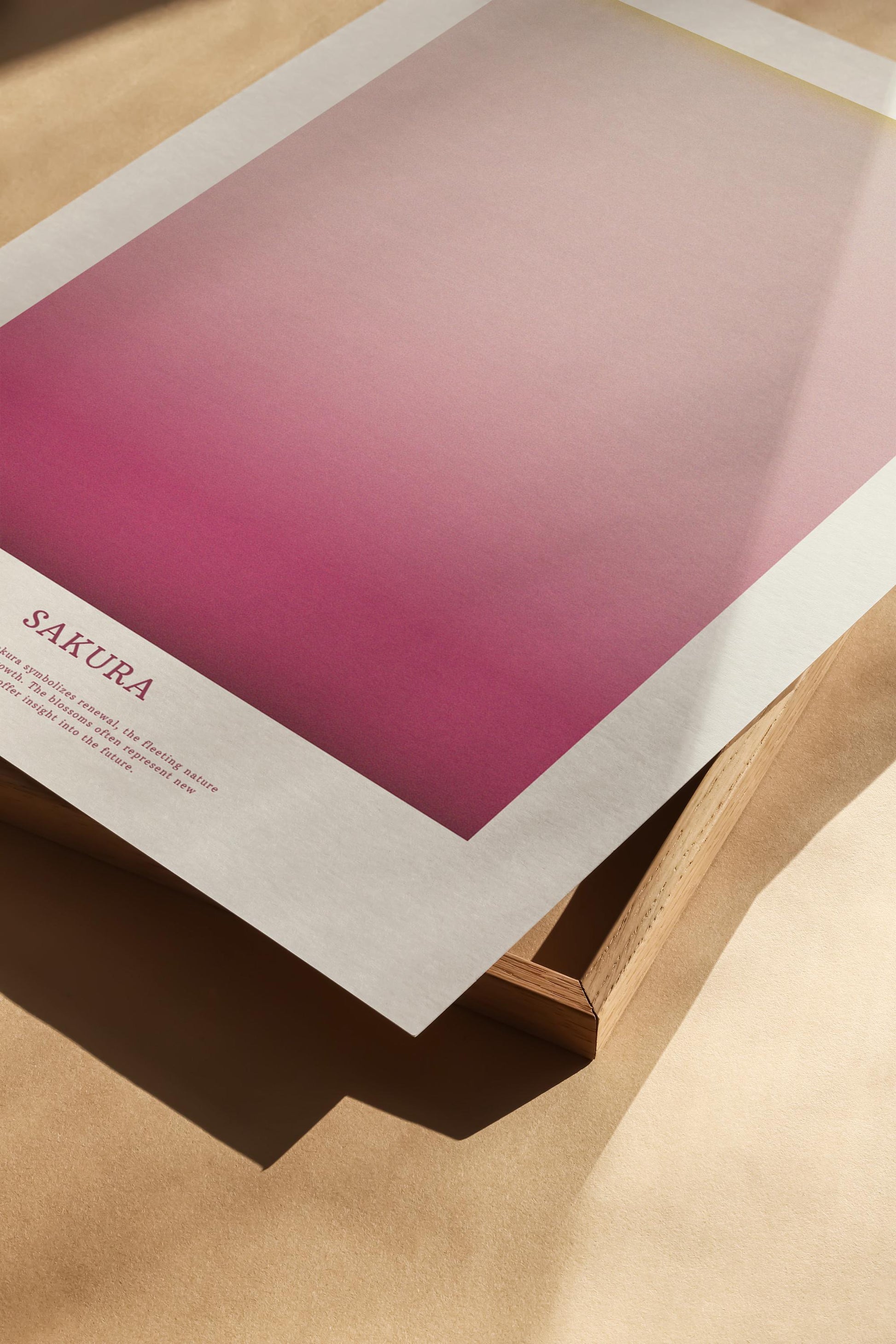 Cherry Blossom Poster, Gradient/Aura Pink Tones and Yellow – Perfect for Nature Lovers