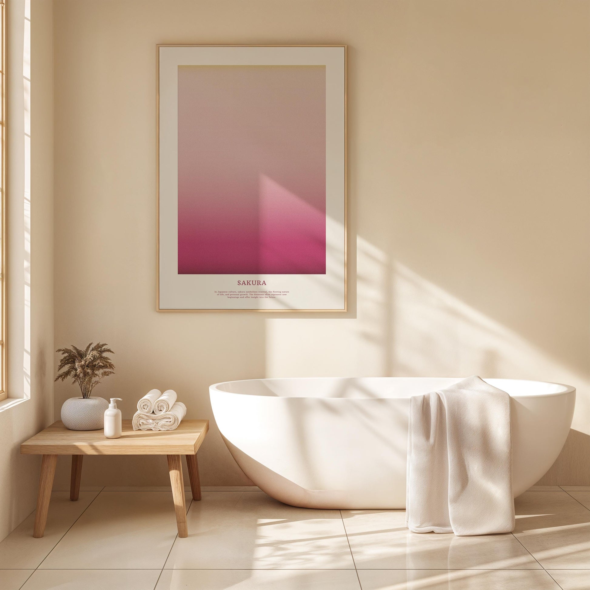 Cherry Blossom Poster, Gradient/Aura Pink Tones and Yellow – Perfect for Nature Lovers