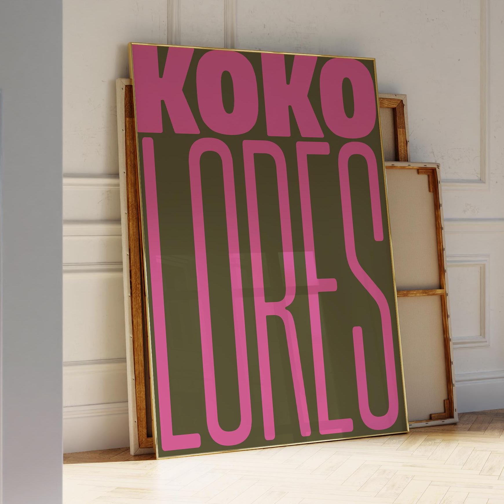 KOKOLORES Poster | Minimalist and playful design for your wall decor in pink and green – to add fun and color to your space |  Typography