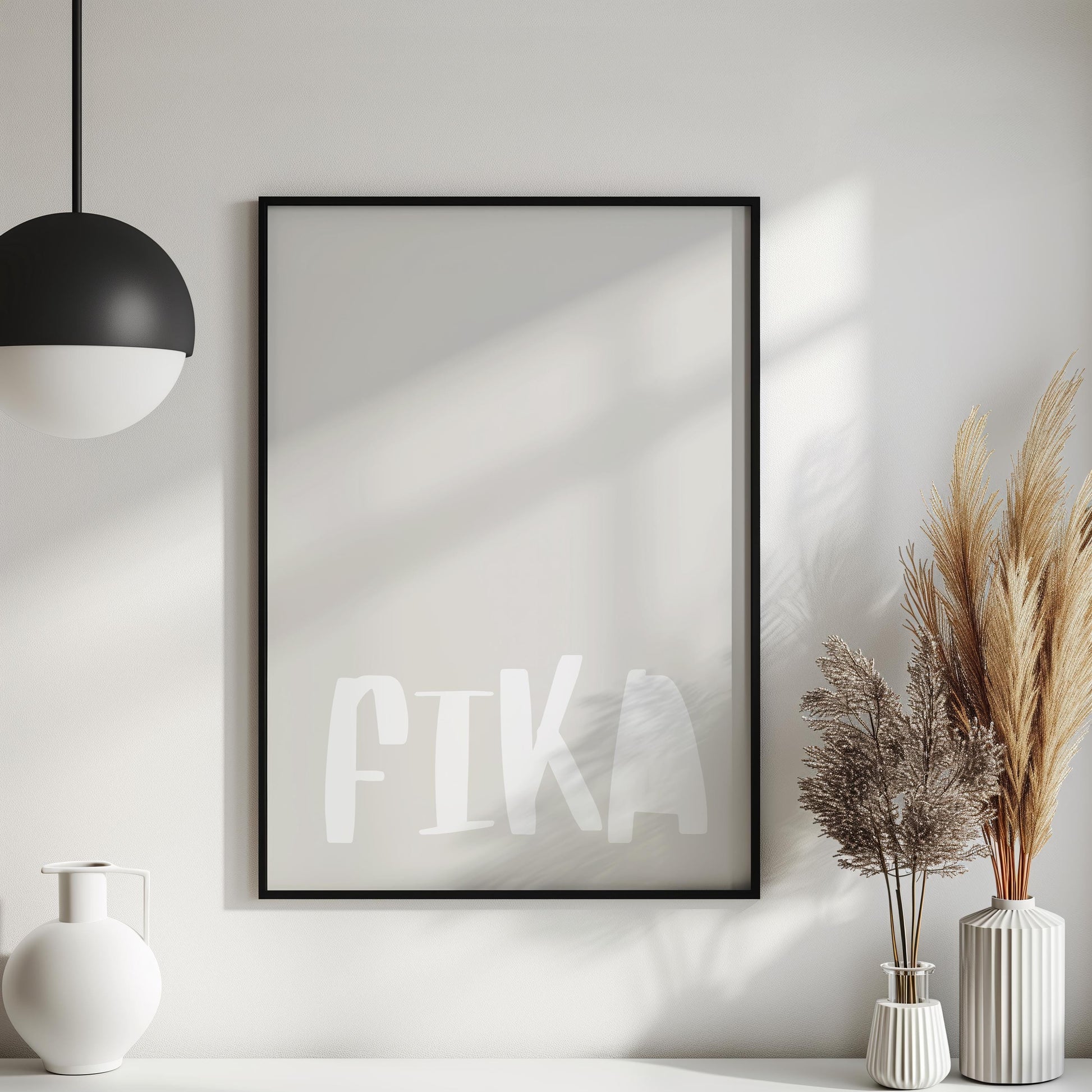 Poster "FIKA" – Bold typography on a beige background. A creative piece for minimalist spaces with humor and style.