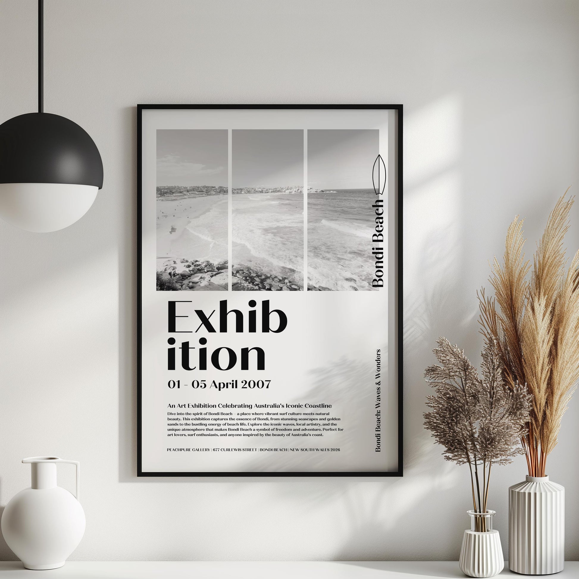 Exhibition Poster: Bondi Beach Surf Poster | Vintage Surfing Poster | Bondi Beach Living | Coastal Poster | Australia Lovers