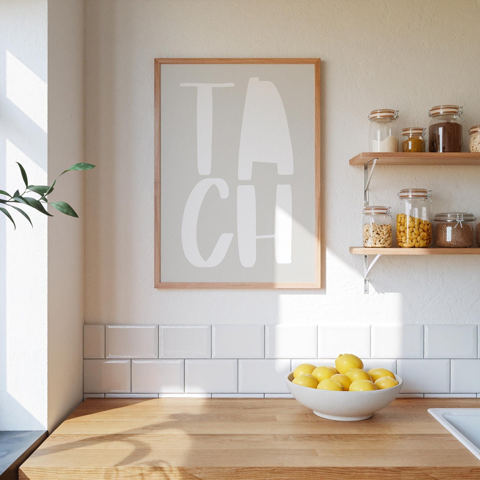 Poster &quot;TACH&quot; – Bold typography on a white OR grey typo - minimalist poster with the vibe of Hamburg, finished with a fine grain texture.